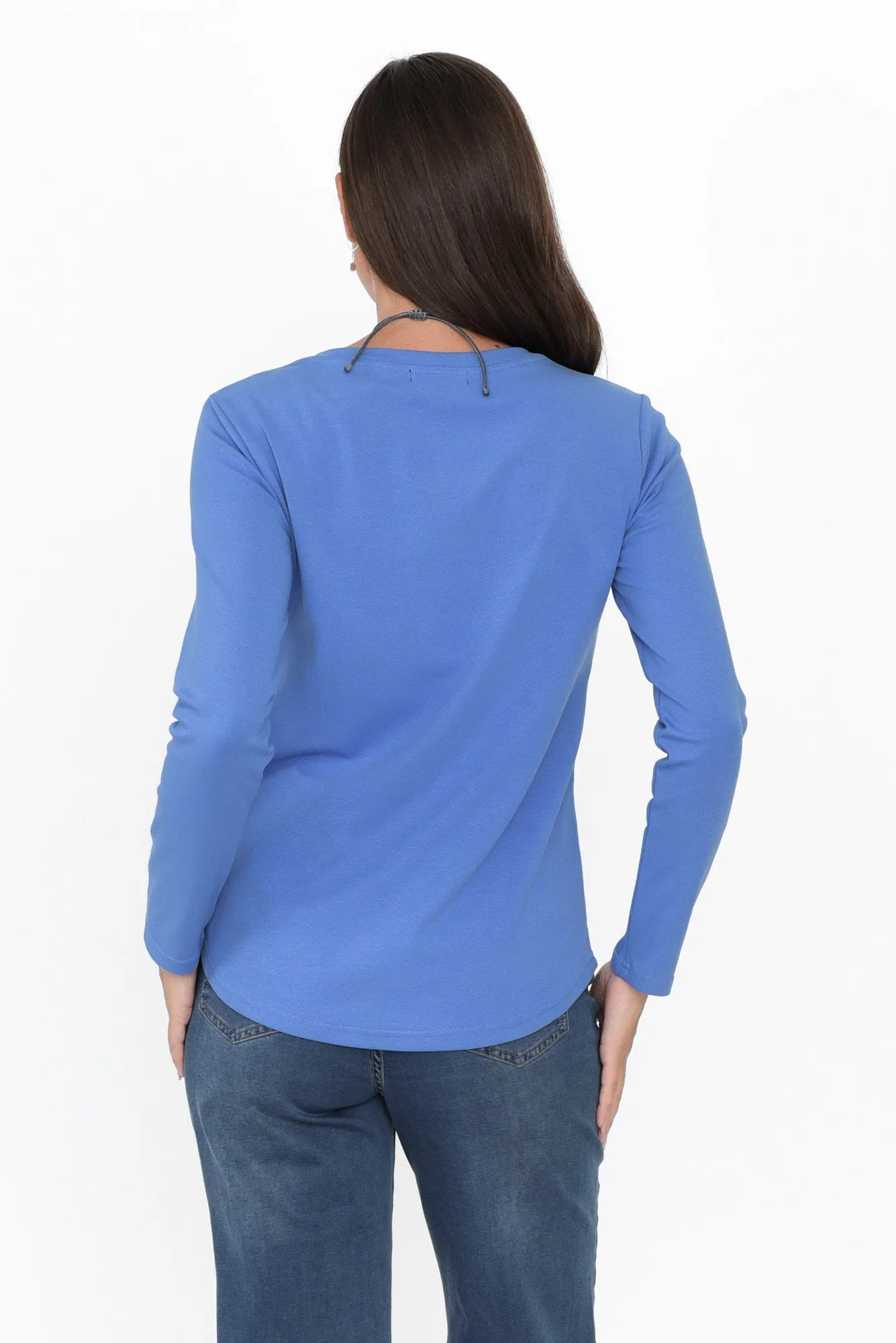 Porter Blue Cotton Long Sleeve Top sold by Blue Bungalow product image thumbnail 4