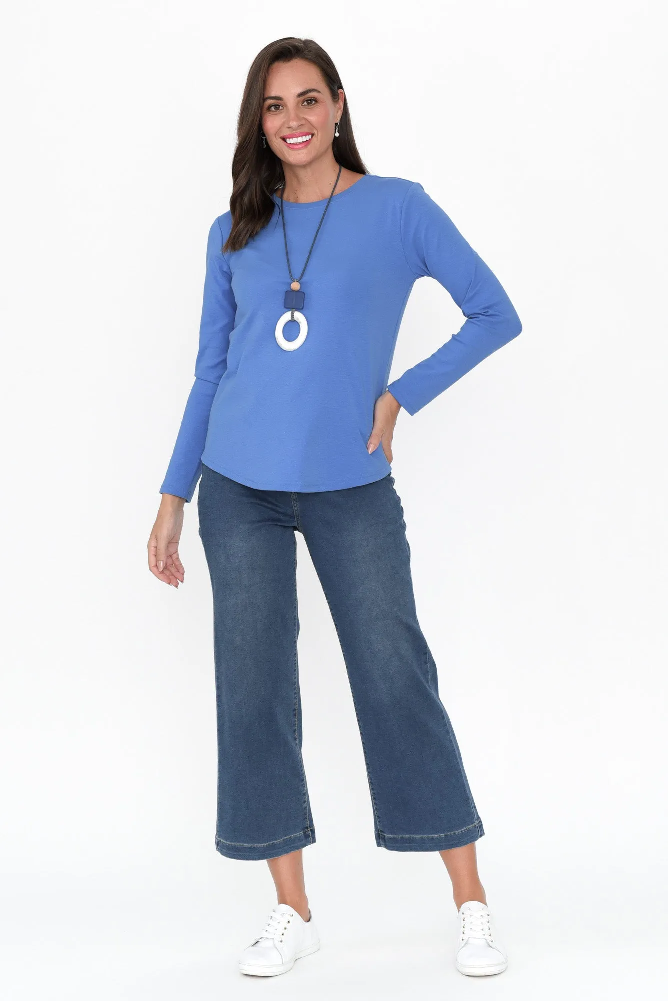 Porter Blue Cotton Long Sleeve Top sold by Blue Bungalow product image thumbnail 2