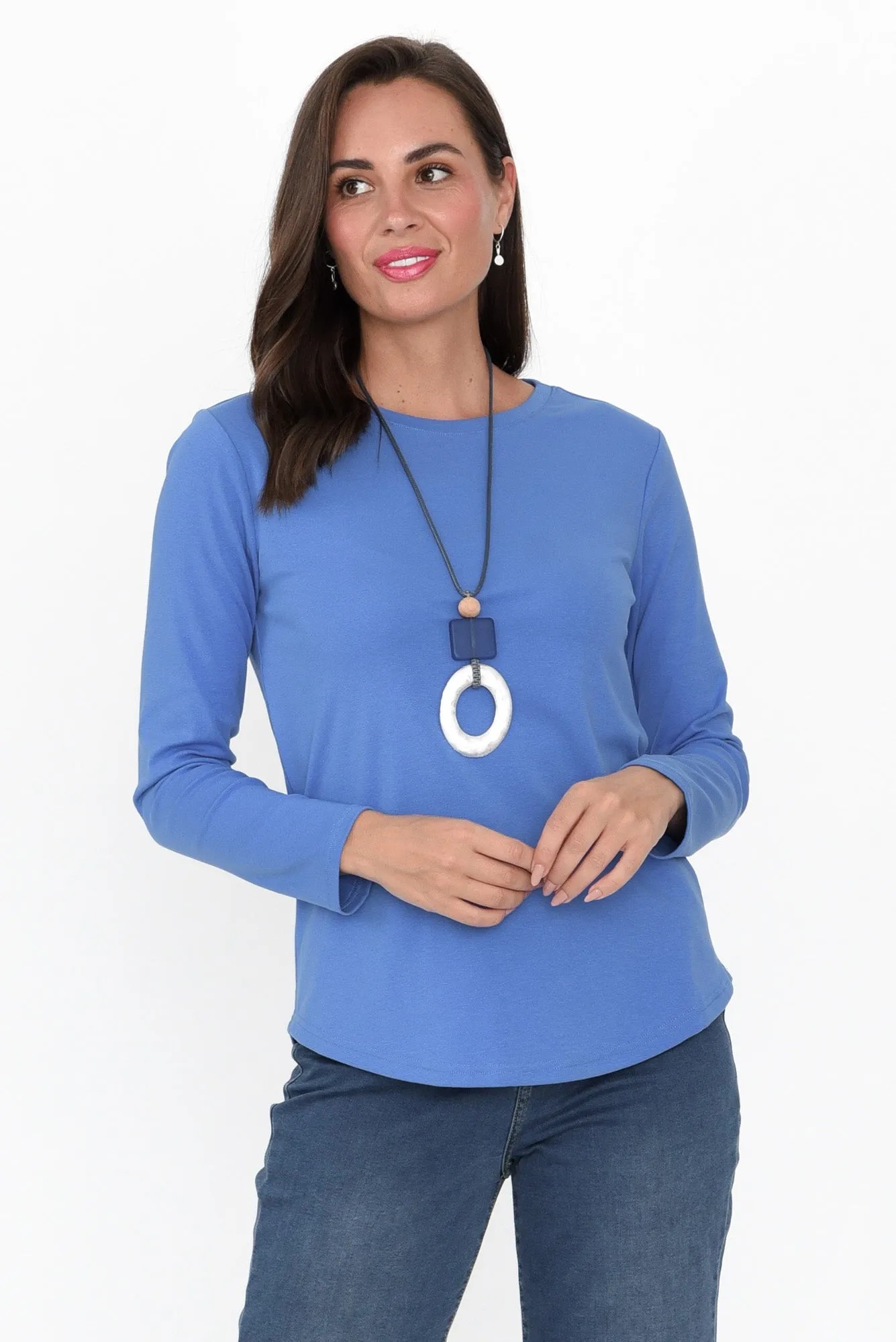 Porter Blue Cotton Long Sleeve Top sold by Blue Bungalow