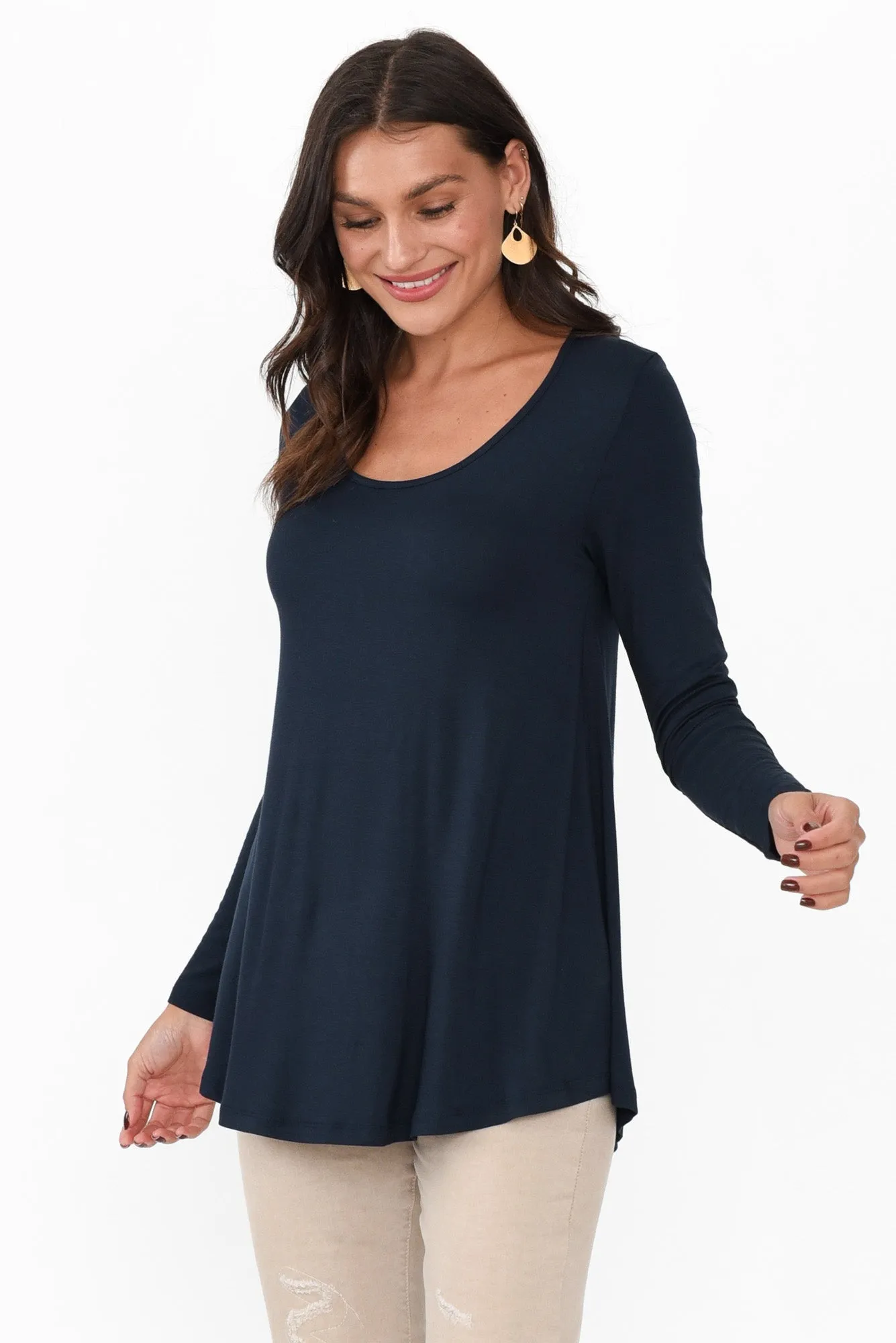Pippa Dark Navy Bamboo Top sold by Blue Bungalow