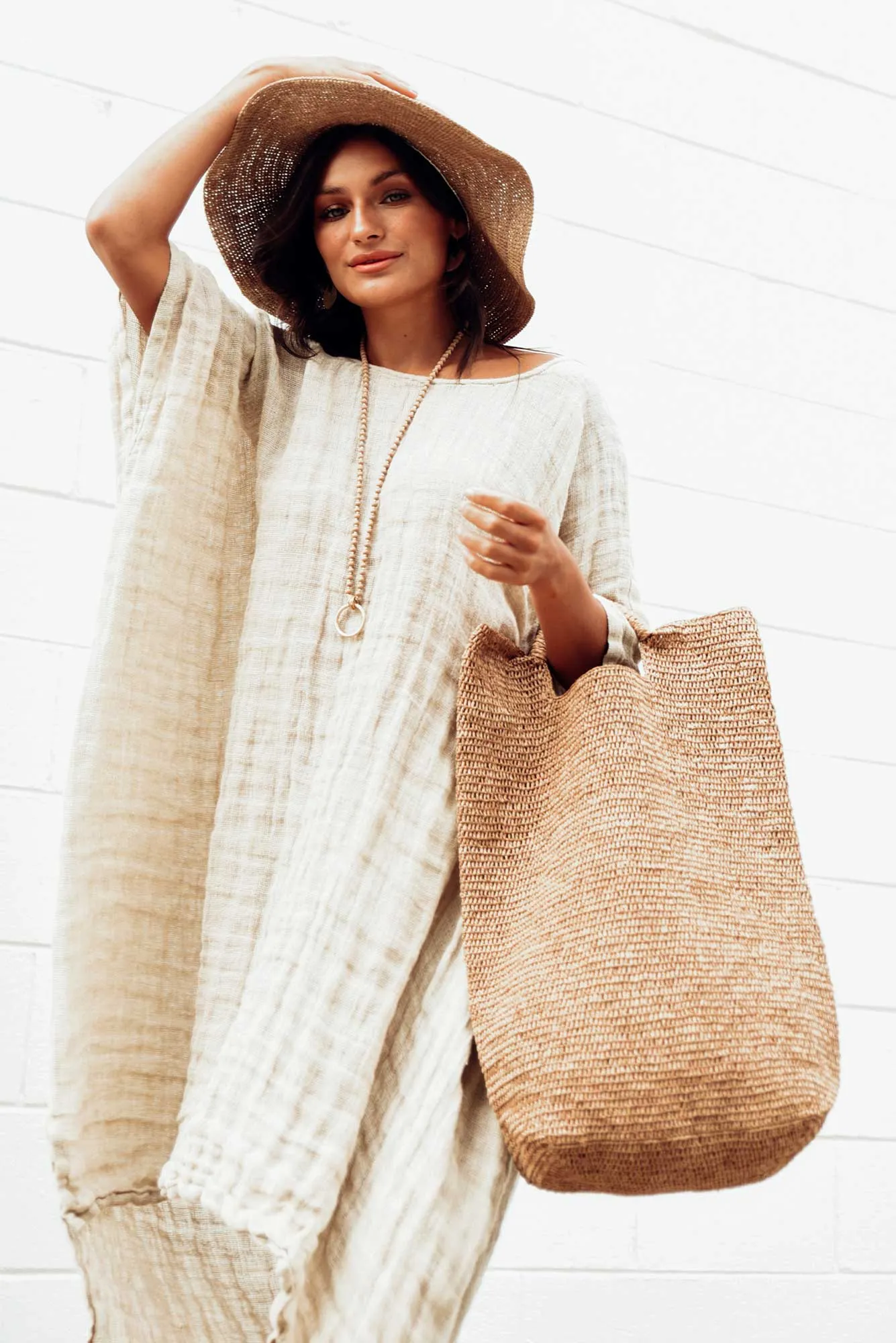 Geza Tan Raffia Tote Bag sold by Blue Bungalow product image thumbnail 2