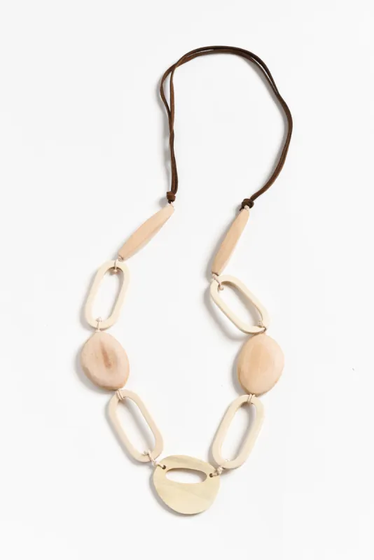 Kaelyn Beige Wooden Beaded Necklace sold by Blue Bungalow