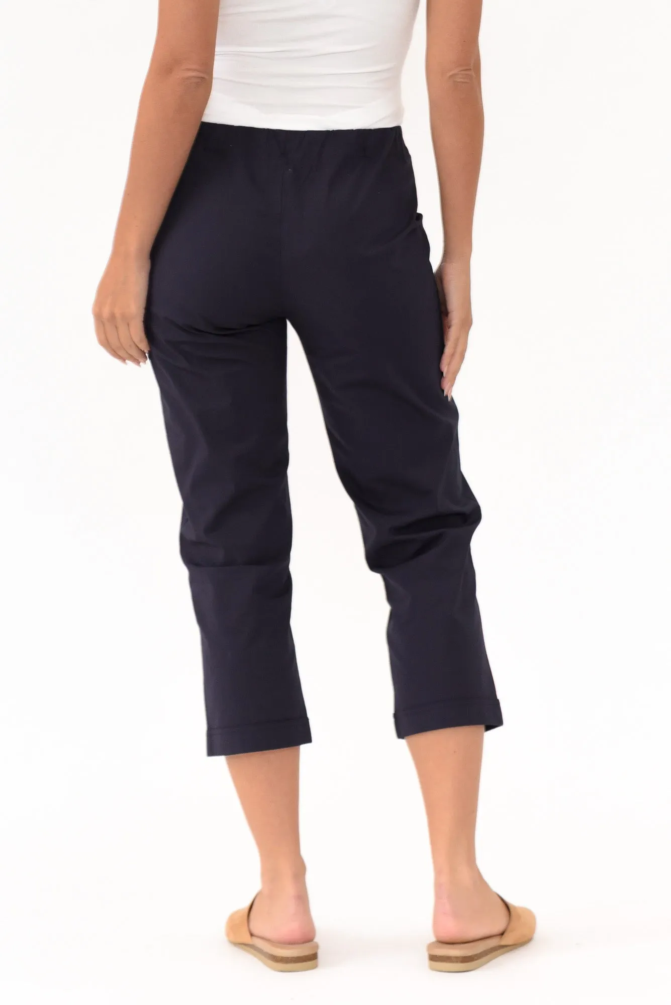 Zara Navy Cotton Cropped Stretch Pants sold by Blue Bungalow product image thumbnail 5