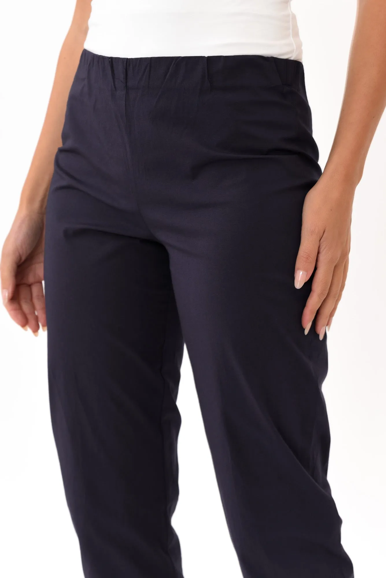 Zara Navy Cotton Cropped Stretch Pants sold by Blue Bungalow product image thumbnail 3