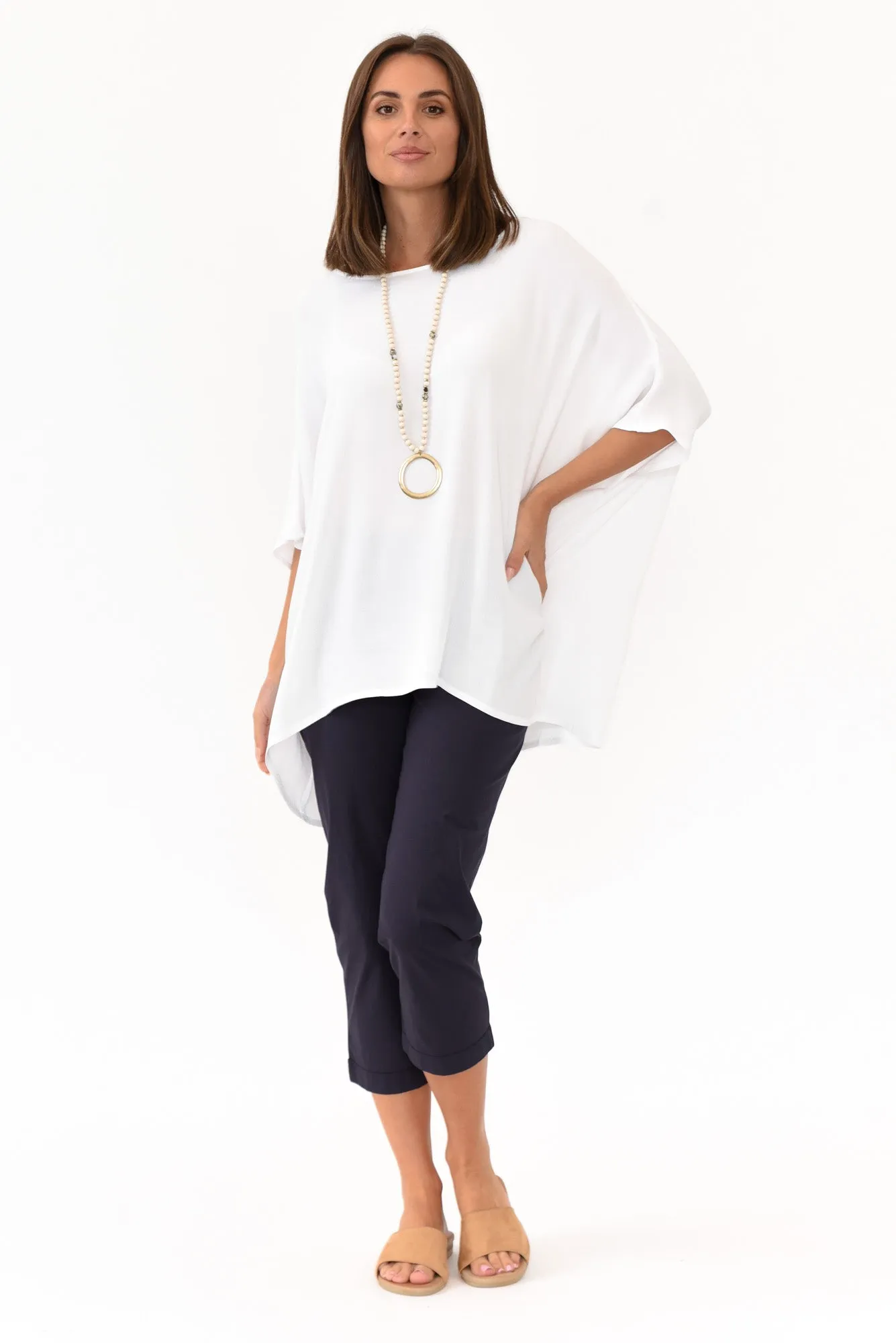 Zara Navy Cotton Cropped Stretch Pants sold by Blue Bungalow product image thumbnail 2