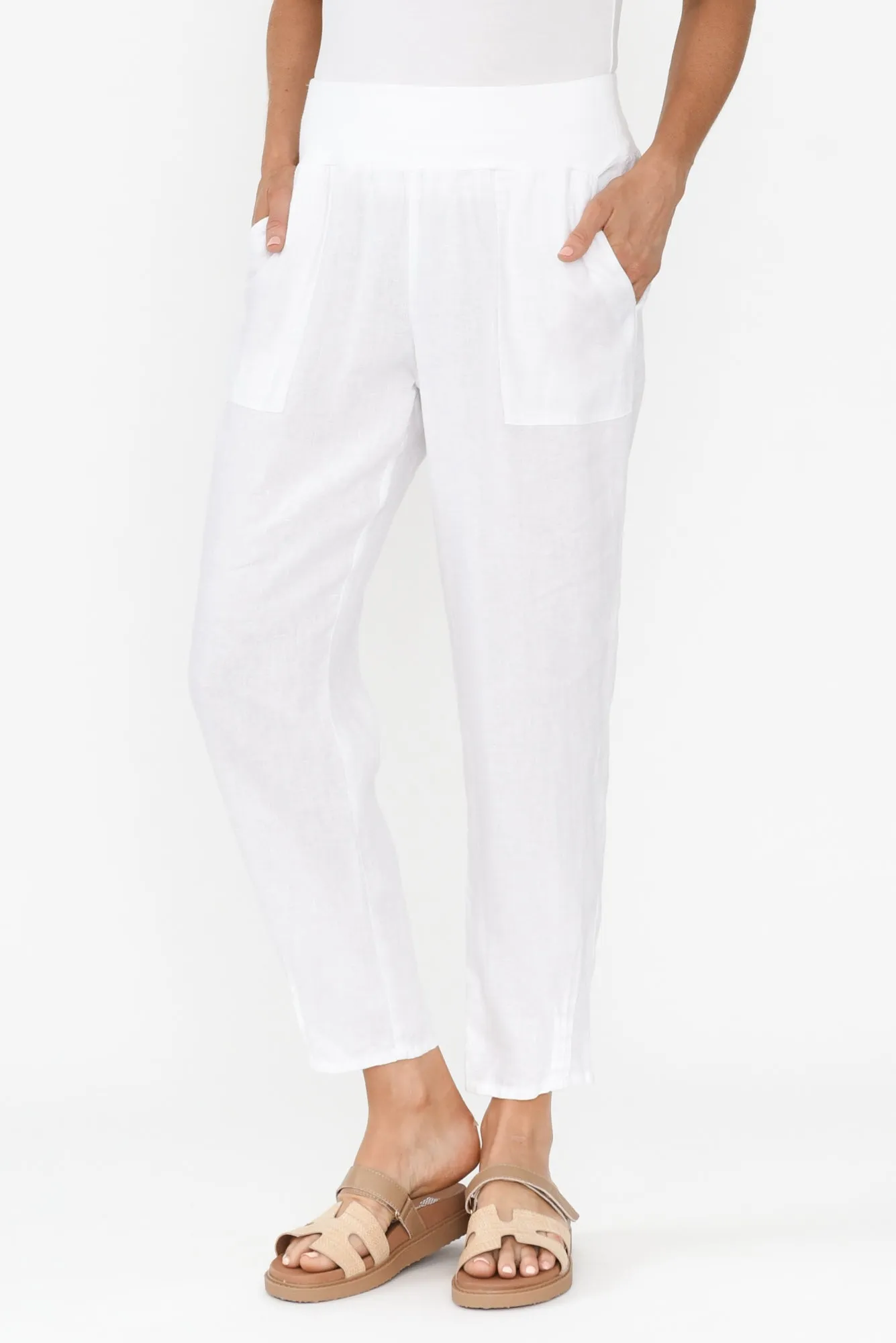 Tatum White Linen Pants sold by Blue Bungalow