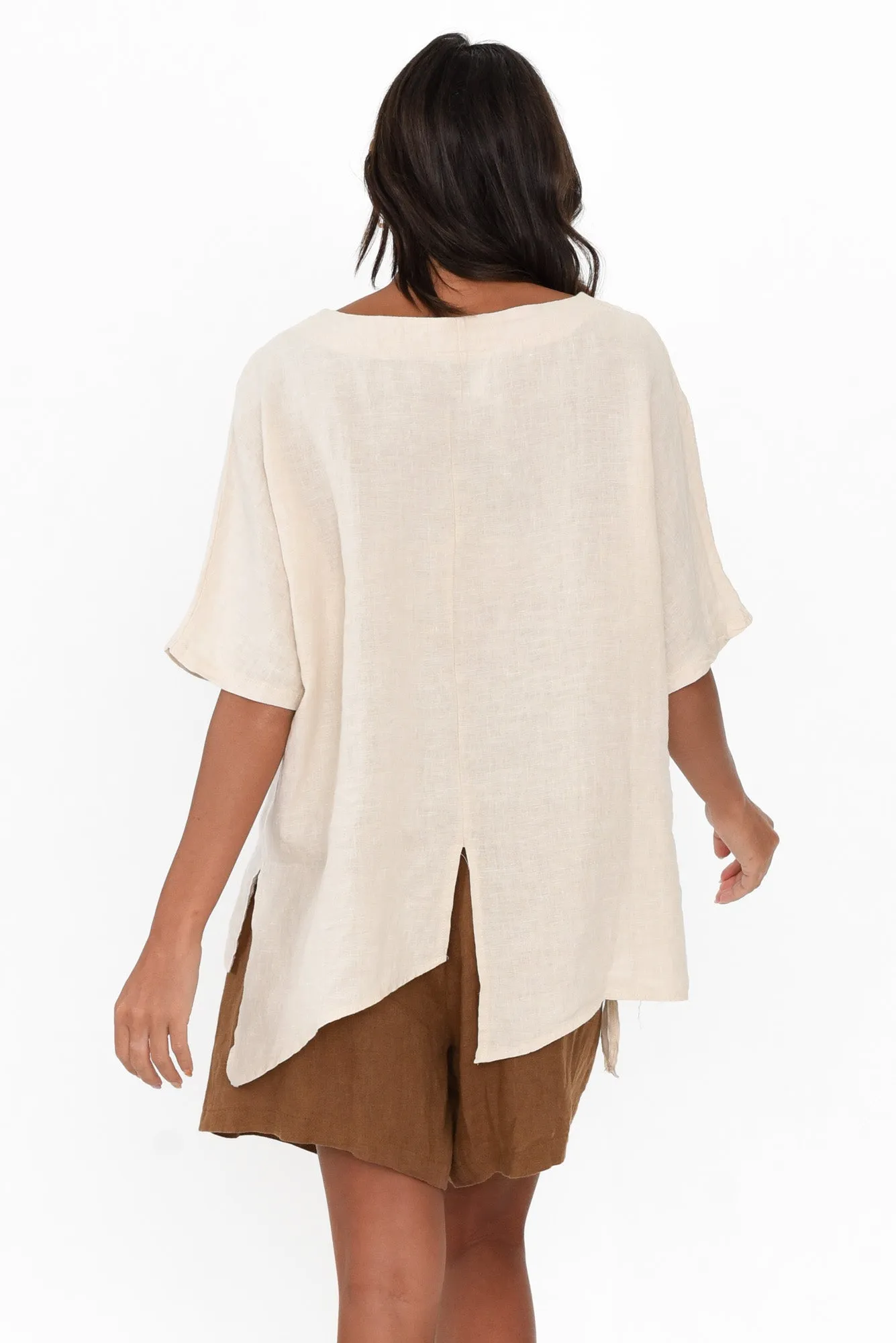 Sura Beige Linen Top sold by Blue Bungalow product image thumbnail 4