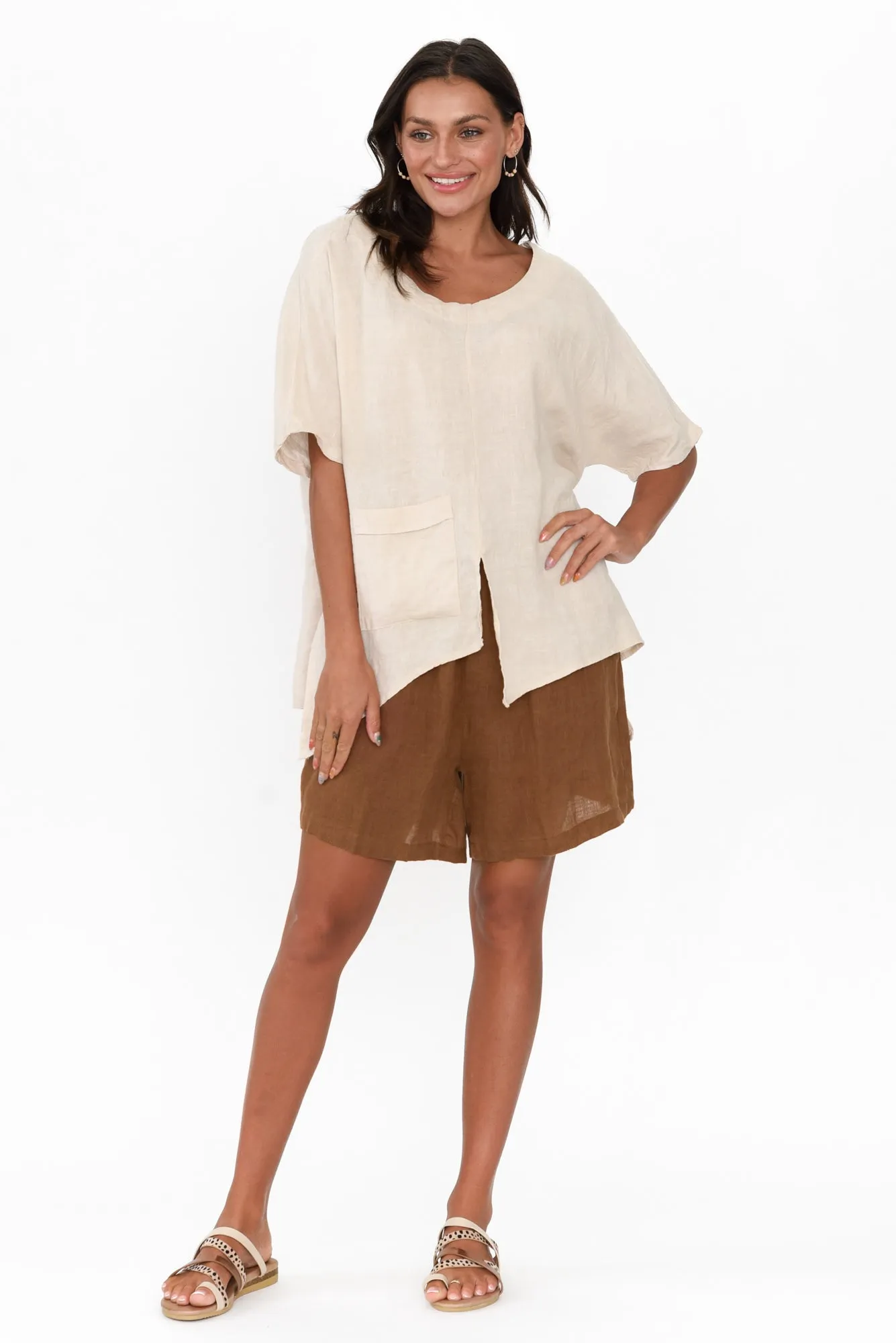 Sura Beige Linen Top sold by Blue Bungalow product image thumbnail 2