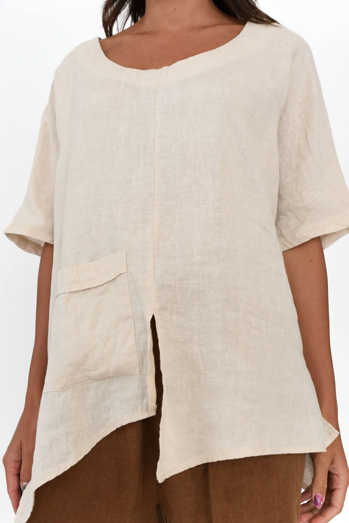 Sura Beige Linen Top sold by Blue Bungalow product image thumbnail 5