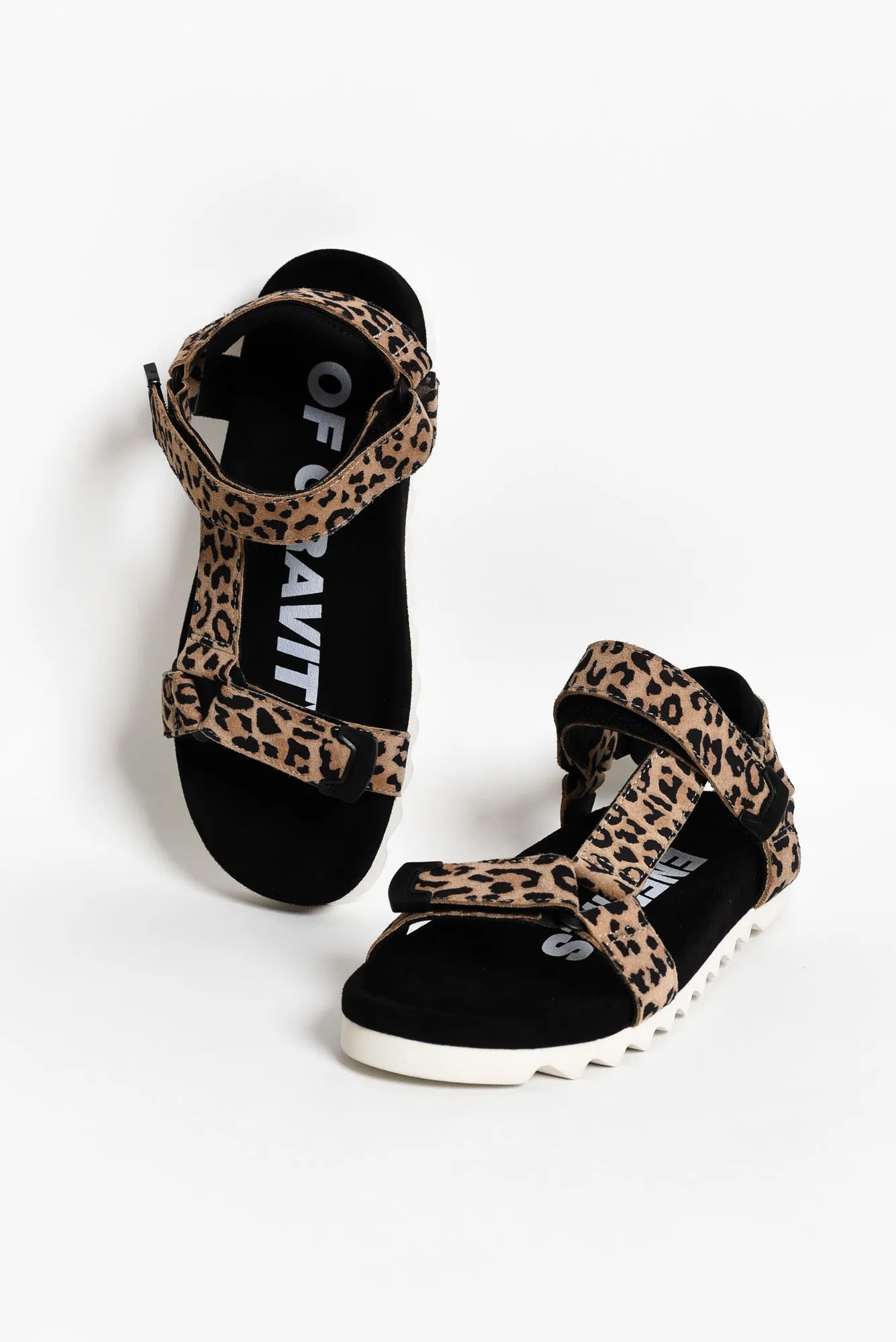 Cohen Brown Leopard Leather Velcro Sandal sold by Blue Bungalow