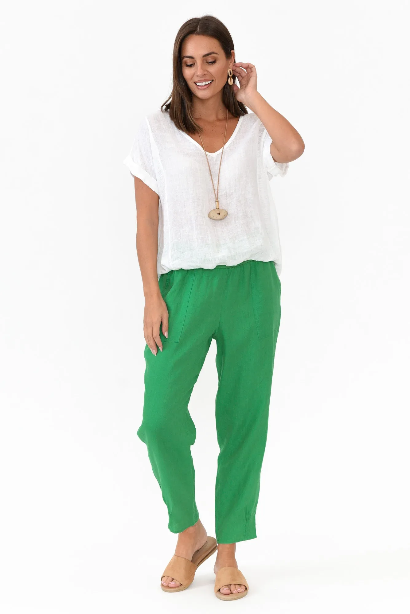 Tatum Green Linen Pants sold by Blue Bungalow product image thumbnail 3
