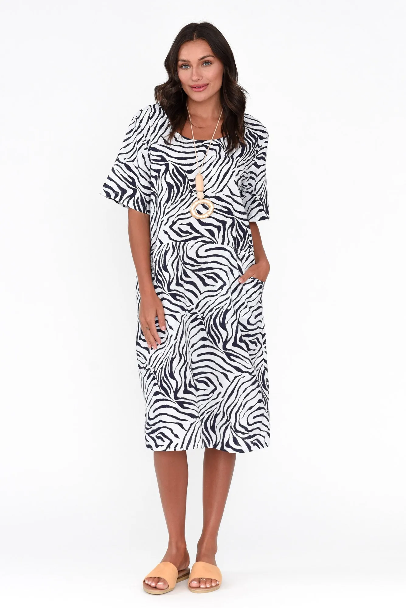 Sorrel Navy Zebra Cotton Dress sold by Blue Bungalow