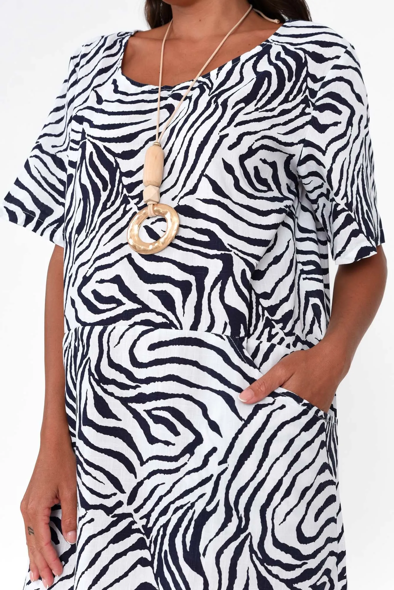 Sorrel Navy Zebra Cotton Dress sold by Blue Bungalow product image thumbnail 3