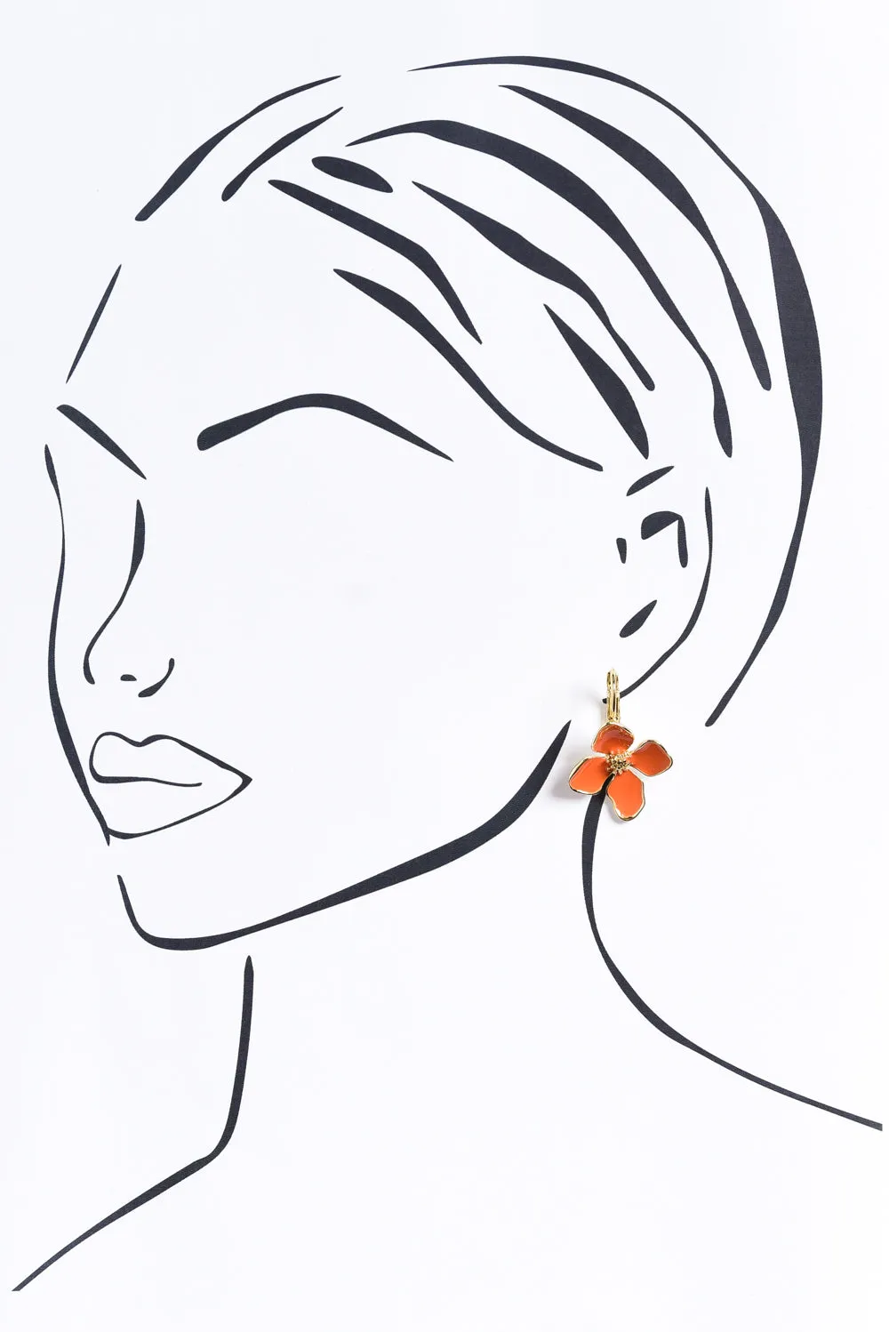 Frannie Orange Flower Clip Earrings sold by Blue Bungalow product image thumbnail 2