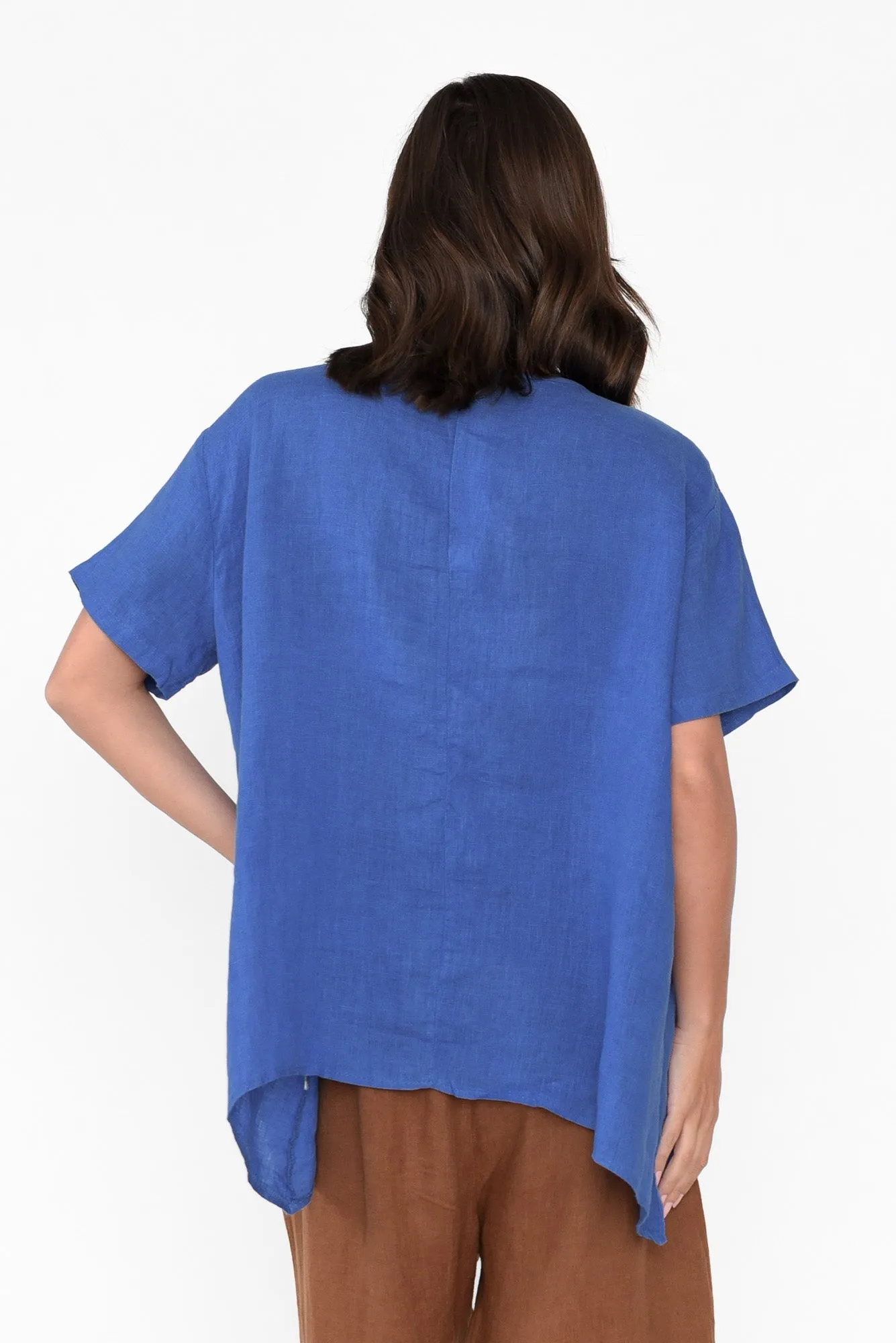 Romy Cobalt Linen Sequin Star Top sold by Blue Bungalow product image thumbnail 4