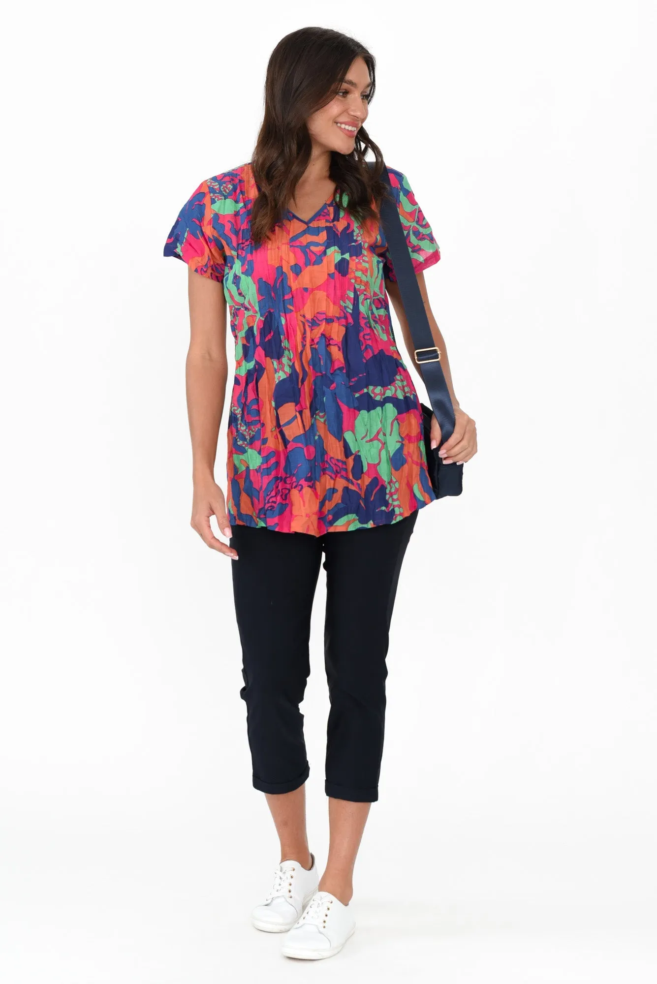 Fia Orange Tropical Crinkle Cotton Top sold by Blue Bungalow product image thumbnail 2