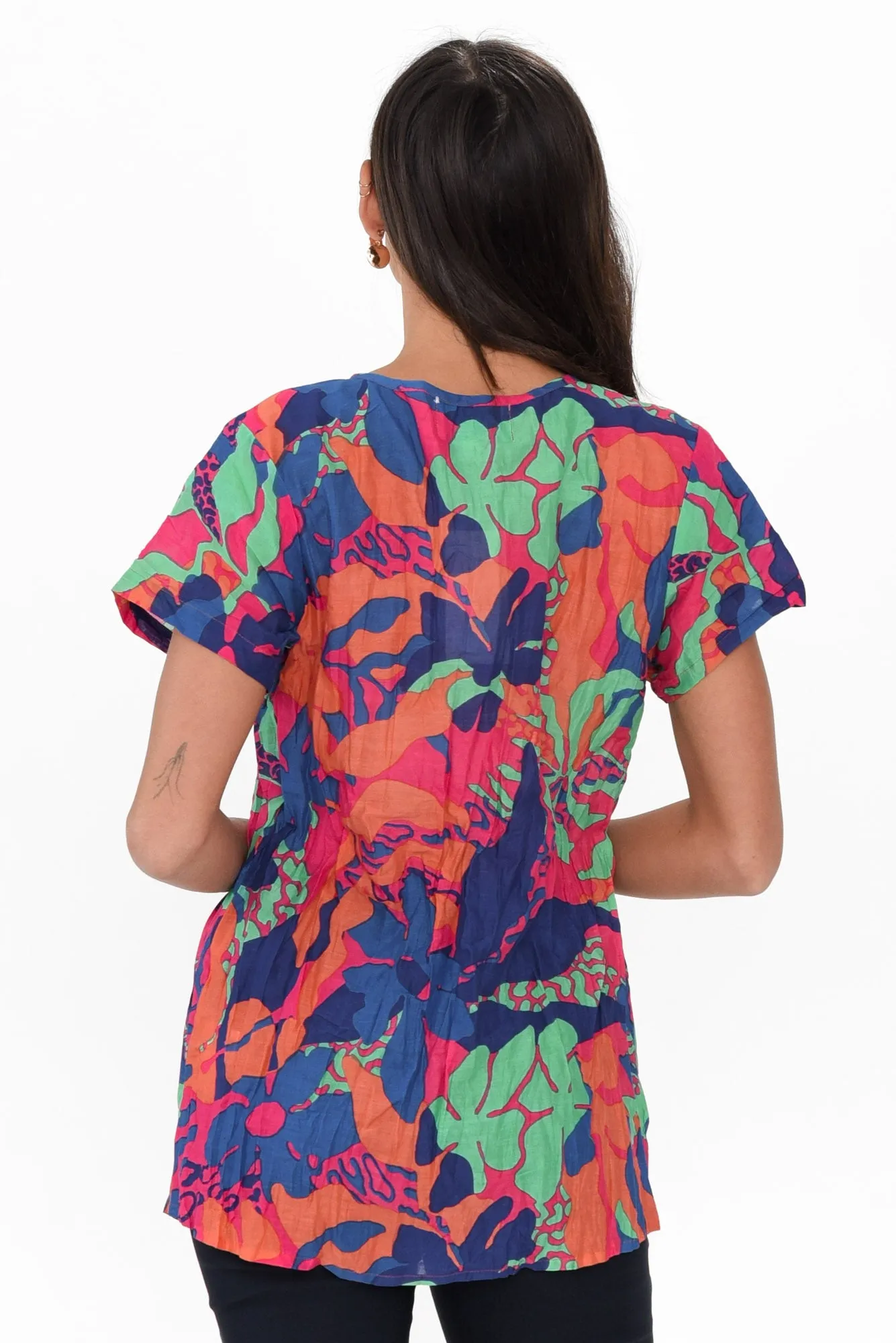 Fia Orange Tropical Crinkle Cotton Top sold by Blue Bungalow product image thumbnail 4