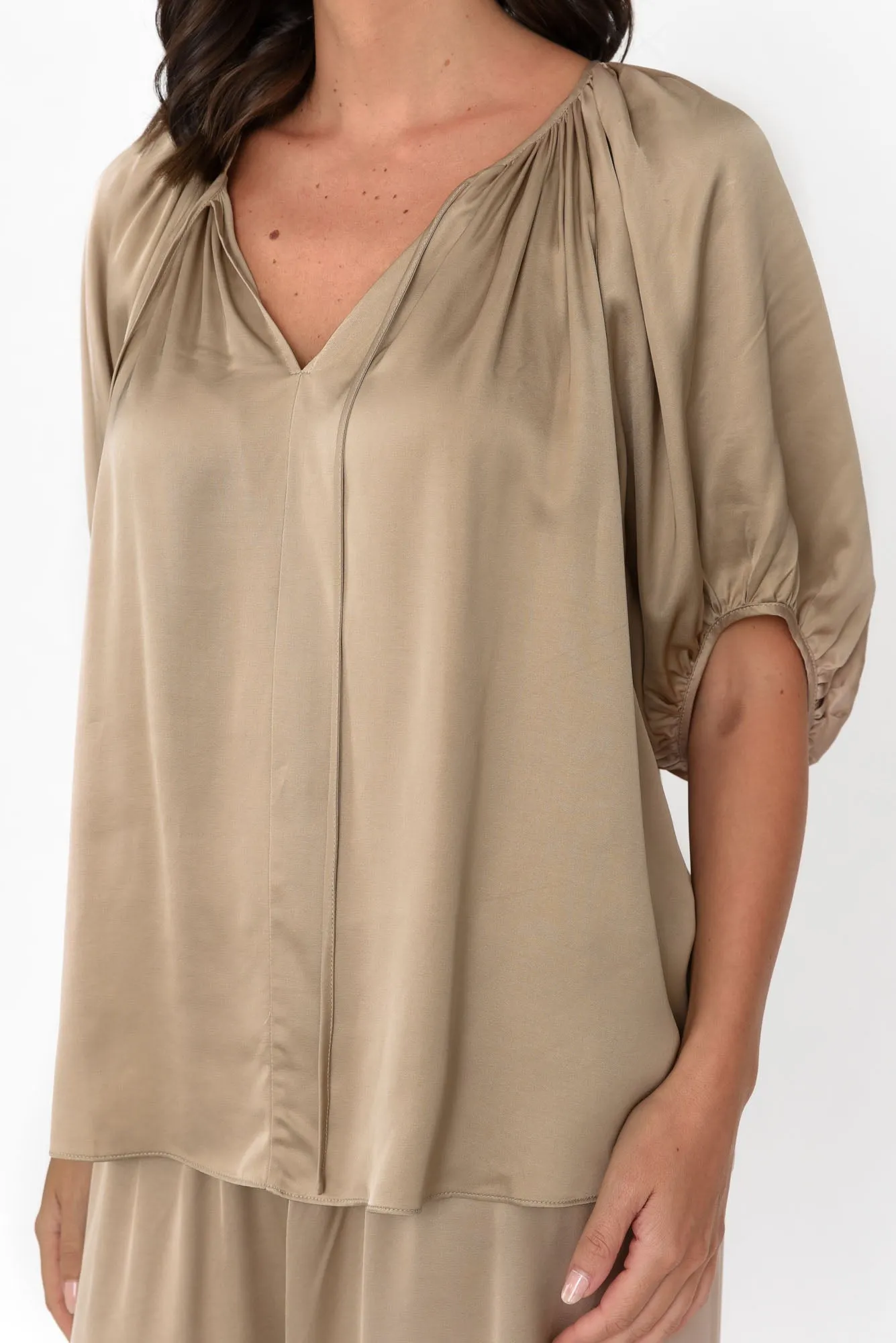 Ignite Champagne Gathered Tie Top sold by Blue Bungalow product image thumbnail 5