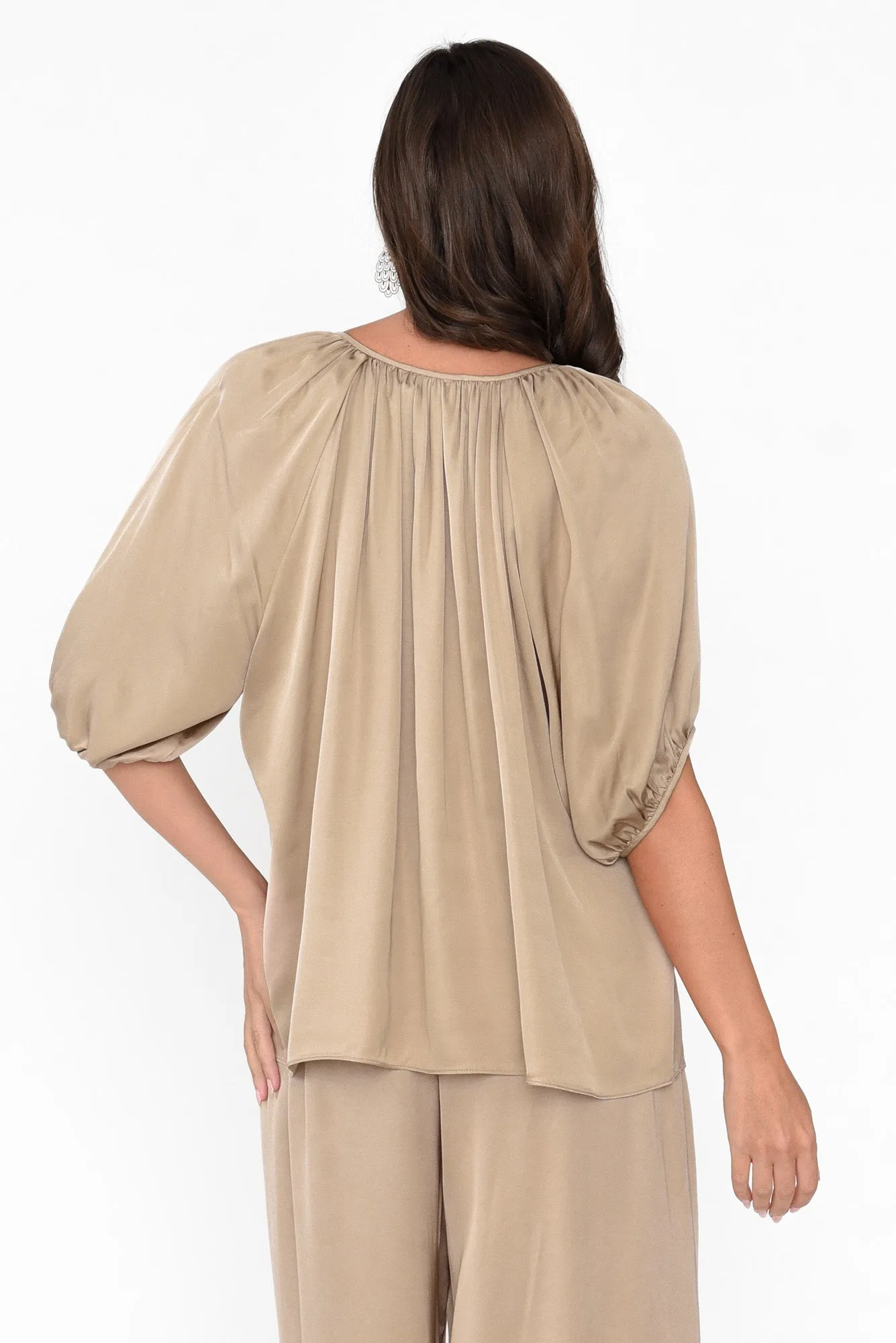 Ignite Champagne Gathered Tie Top sold by Blue Bungalow product image thumbnail 4