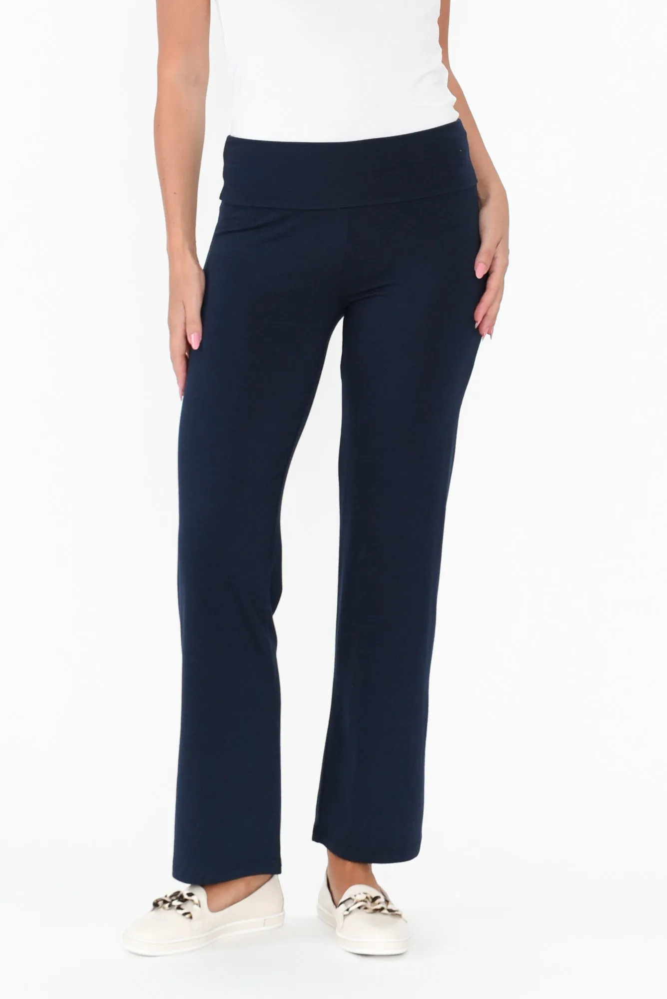 Pamela Dark Navy Bamboo Pants - Petite sold by Blue Bungalow