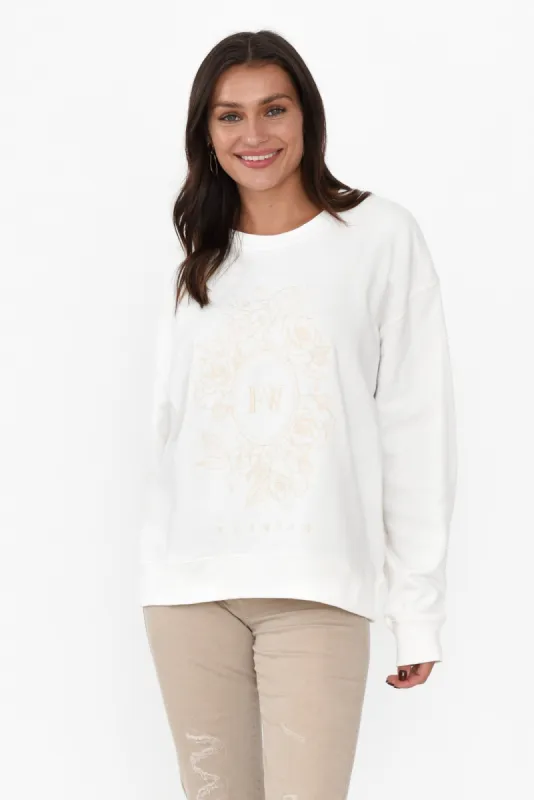 Border White Rose Crewneck Jumper sold by Blue Bungalow