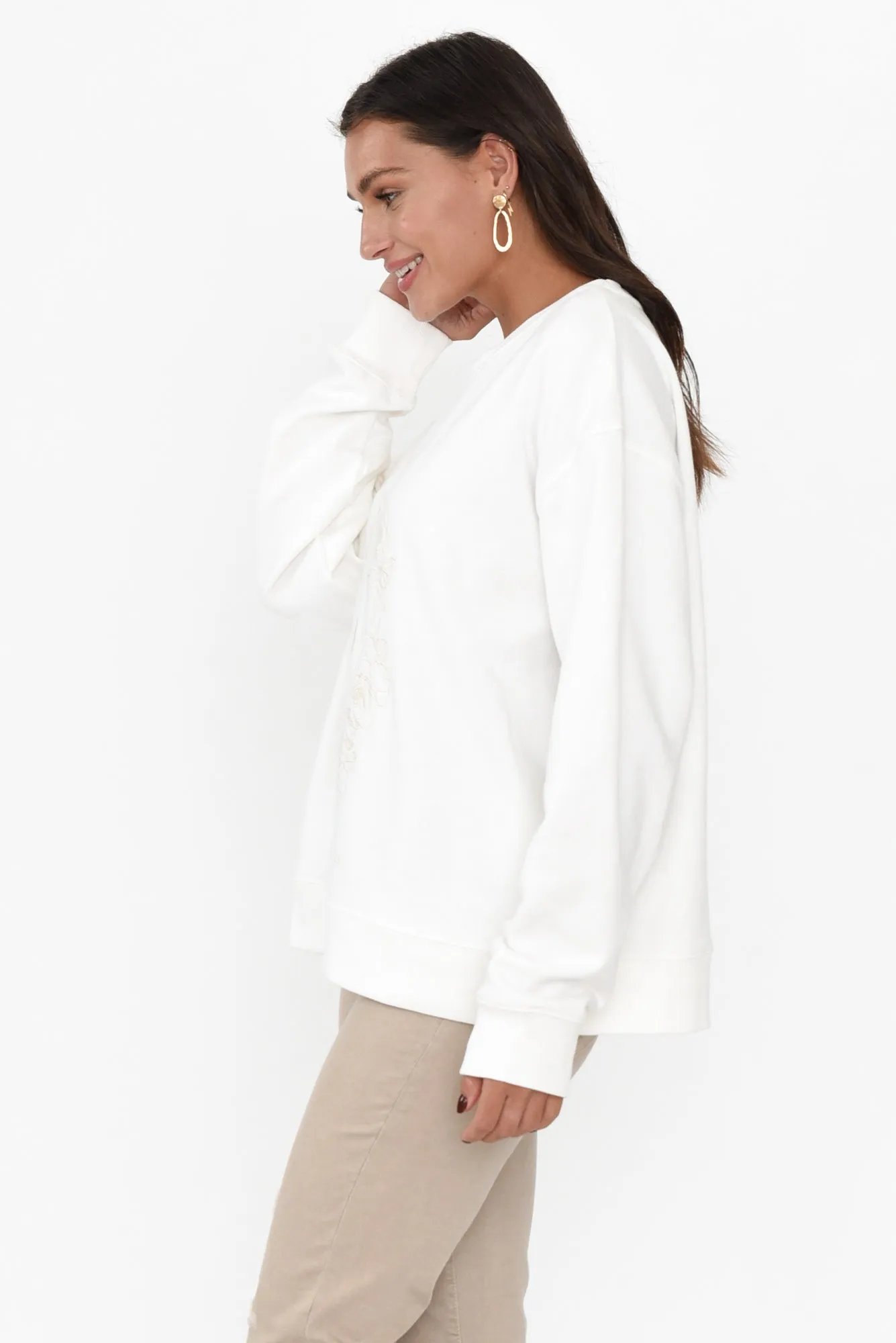 Border White Rose Crewneck Jumper sold by Blue Bungalow product image thumbnail 3
