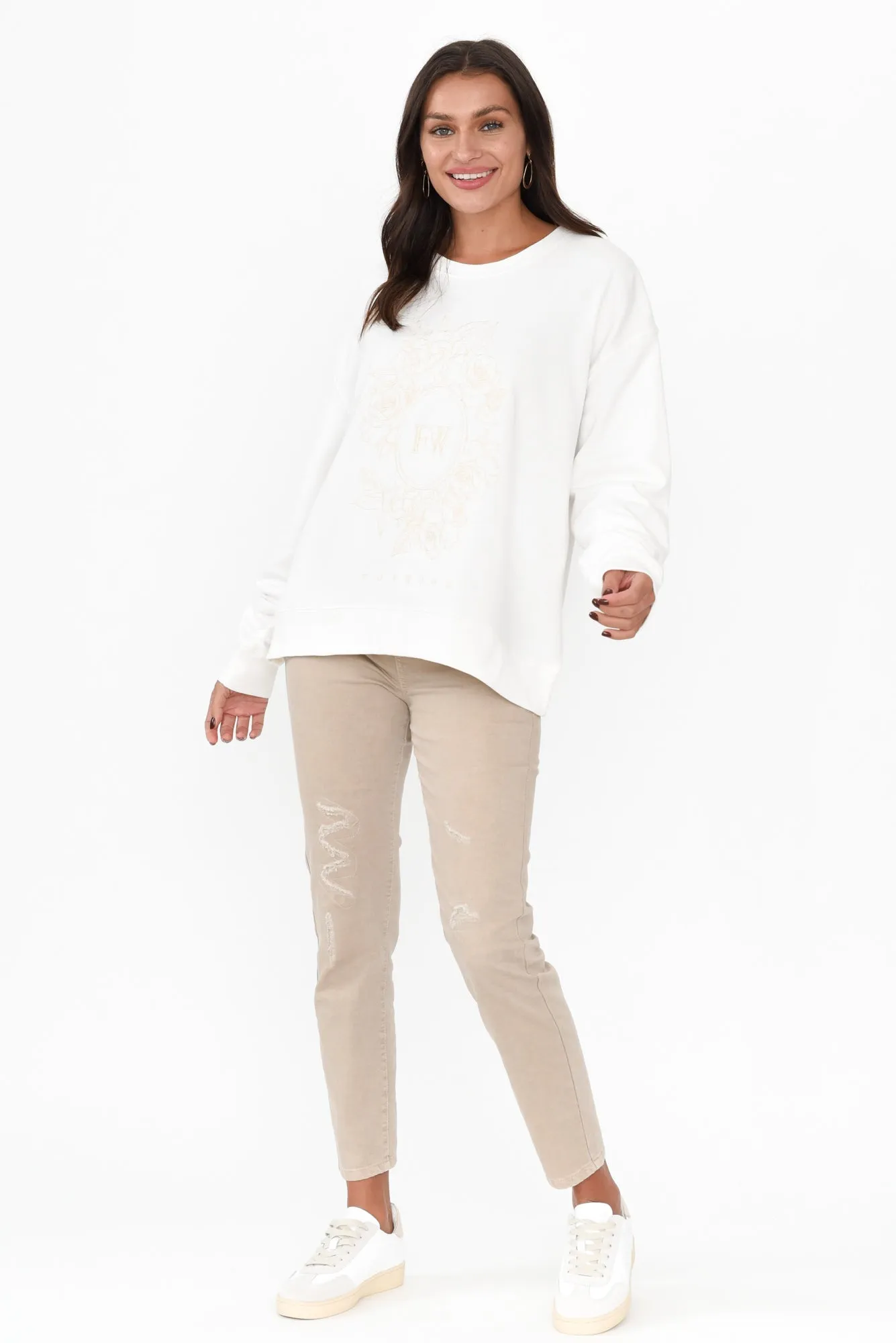 Border White Rose Crewneck Jumper sold by Blue Bungalow product image thumbnail 2