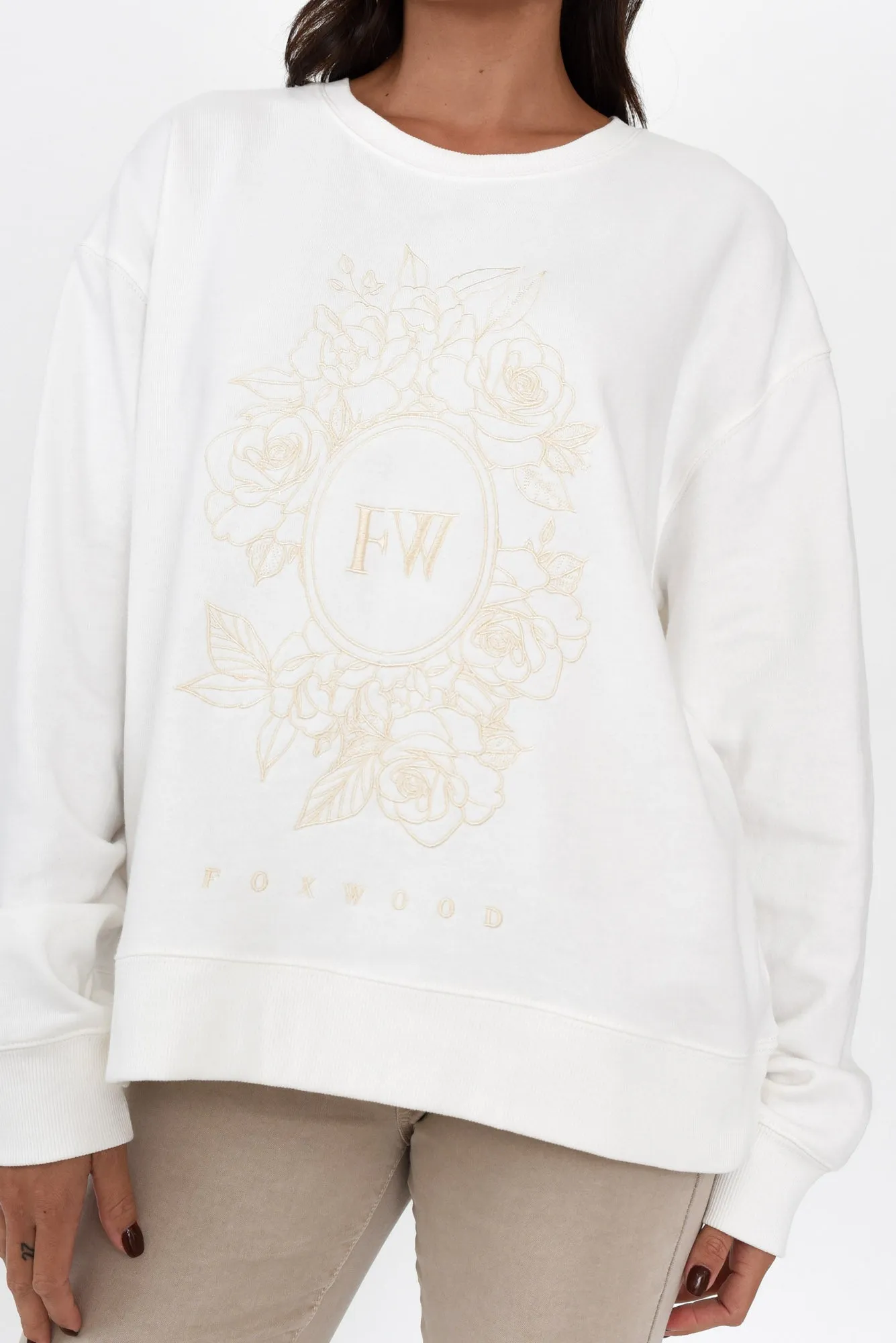 Border White Rose Crewneck Jumper sold by Blue Bungalow product image thumbnail 5