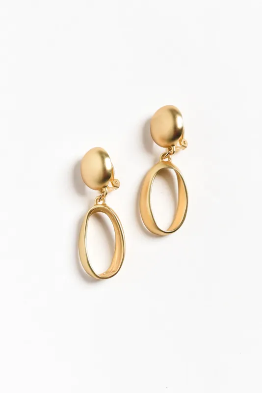 Evolet Gold Oval Clip On Earrings sold by Blue Bungalow