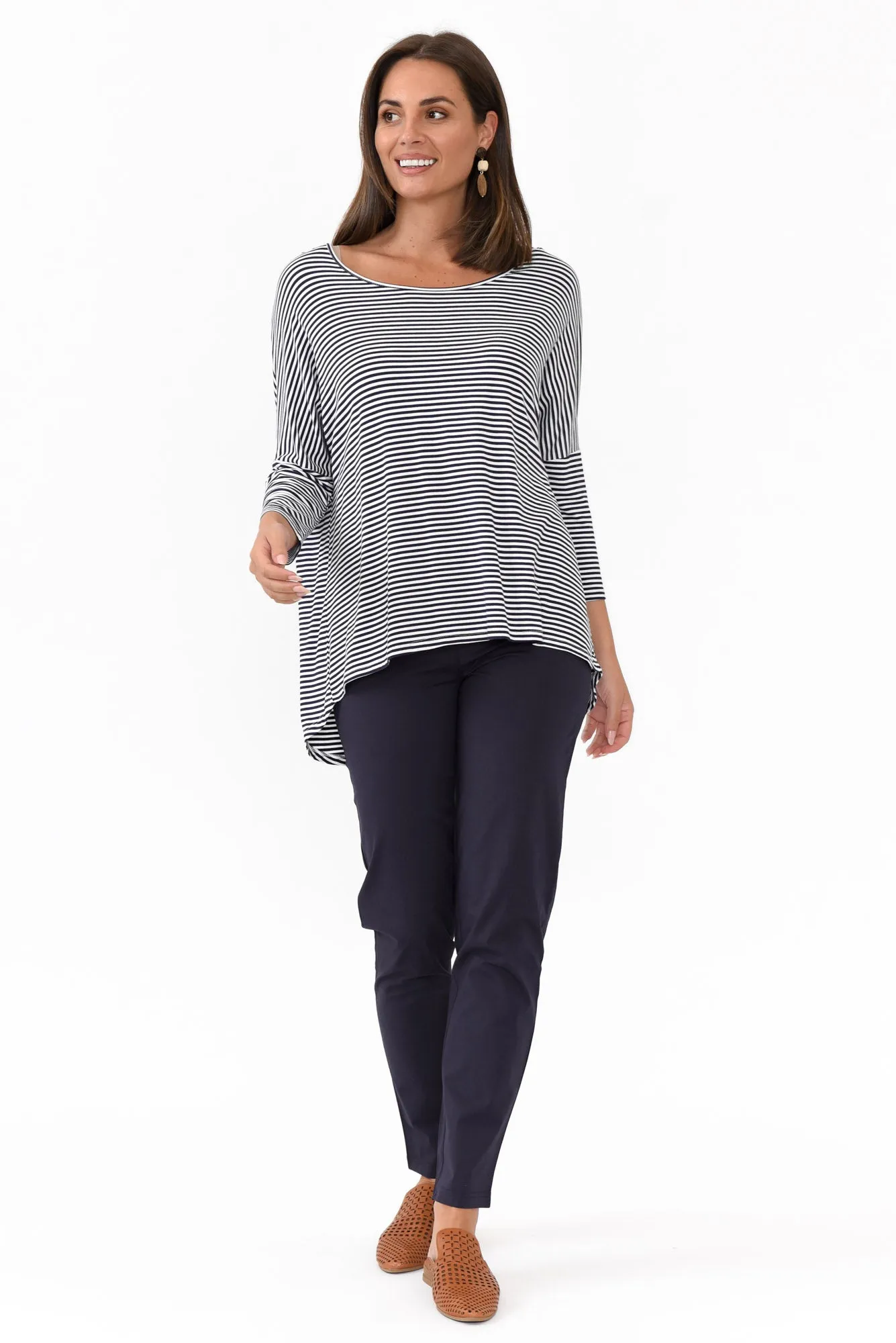 Devon Navy Cotton Stretch Pants sold by Blue Bungalow product image thumbnail 2