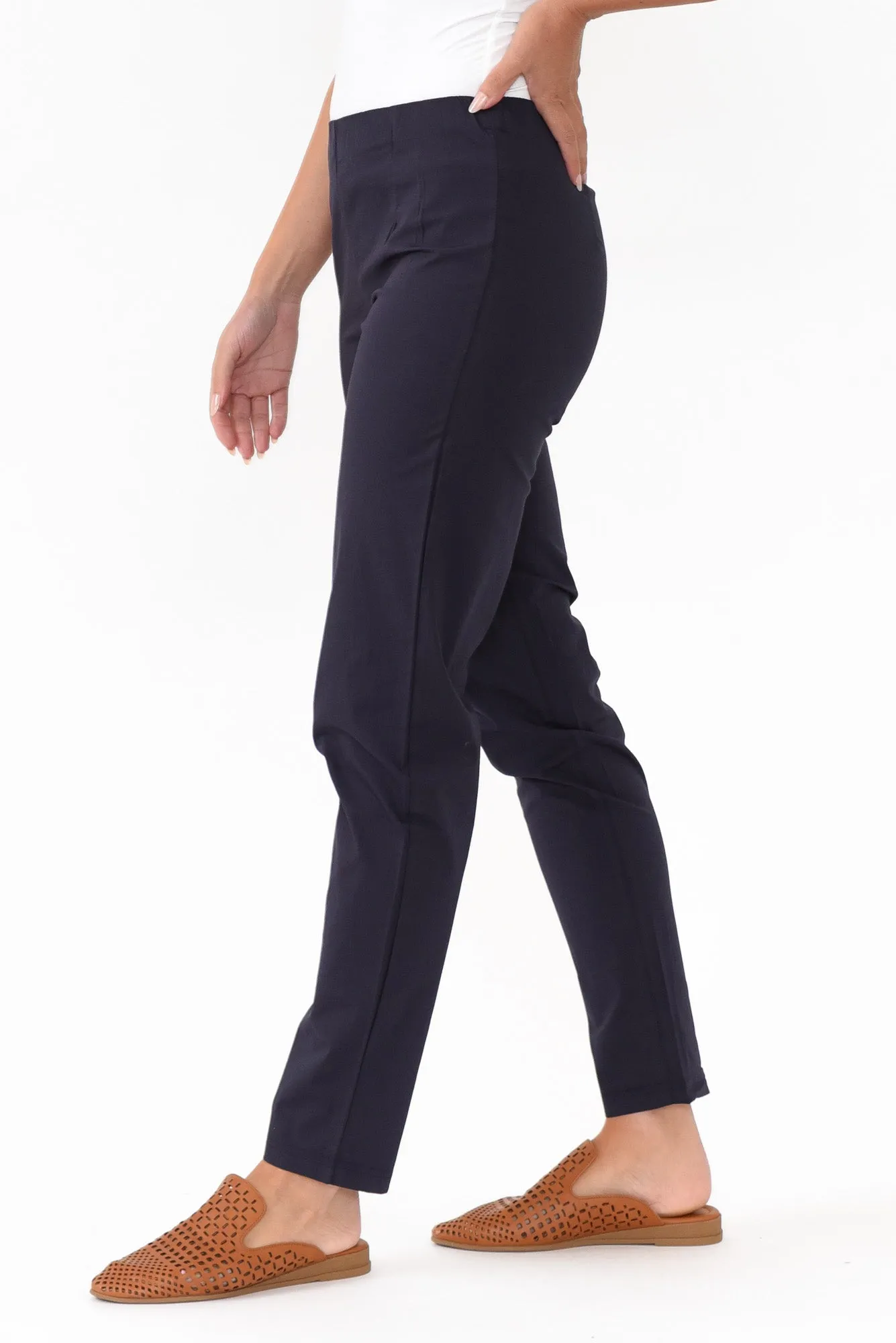 Devon Navy Cotton Stretch Pants sold by Blue Bungalow product image thumbnail 4
