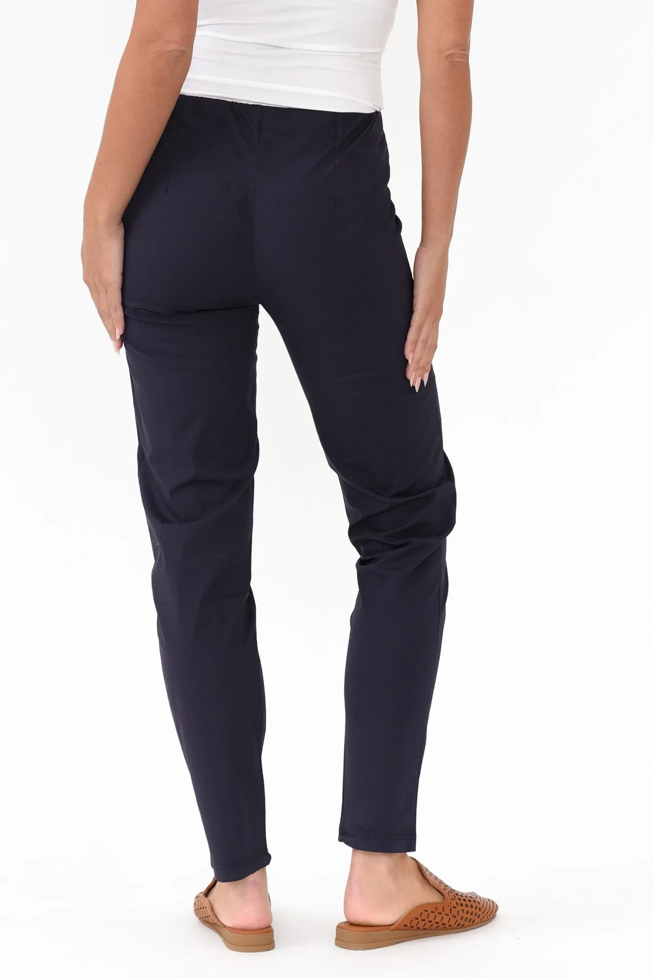 Devon Navy Cotton Stretch Pants sold by Blue Bungalow product image thumbnail 5