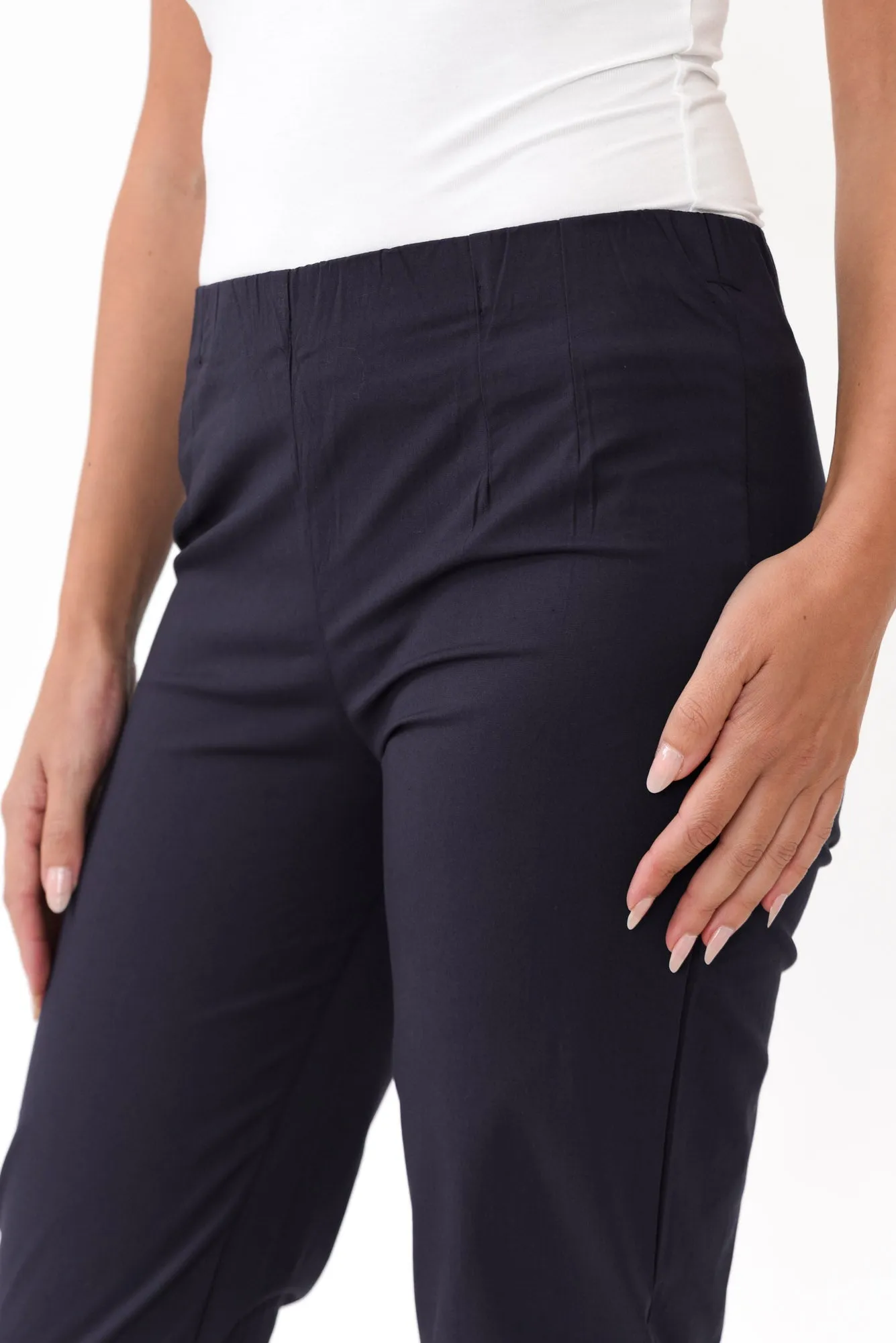 Devon Navy Cotton Stretch Pants sold by Blue Bungalow product image thumbnail 3