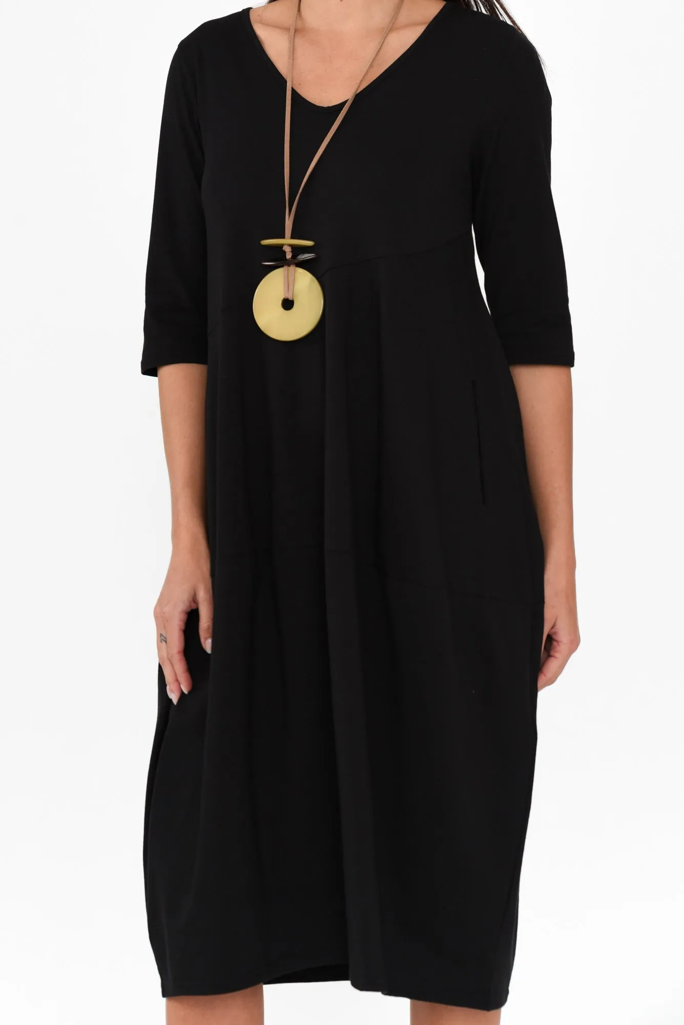 Shea Black Diagonal Seam Dress sold by Blue Bungalow product image thumbnail 5