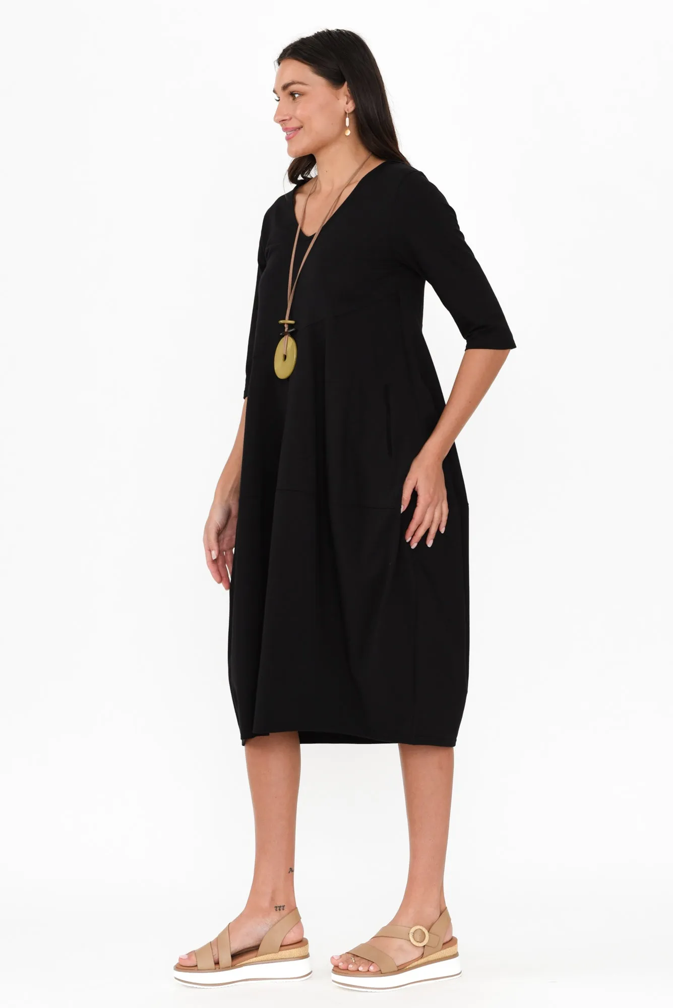 Shea Black Diagonal Seam Dress sold by Blue Bungalow product image thumbnail 3
