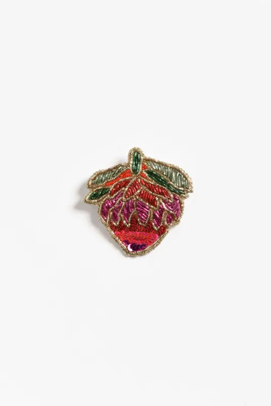 Koya Red Rose Beaded Brooch sold by Blue Bungalow