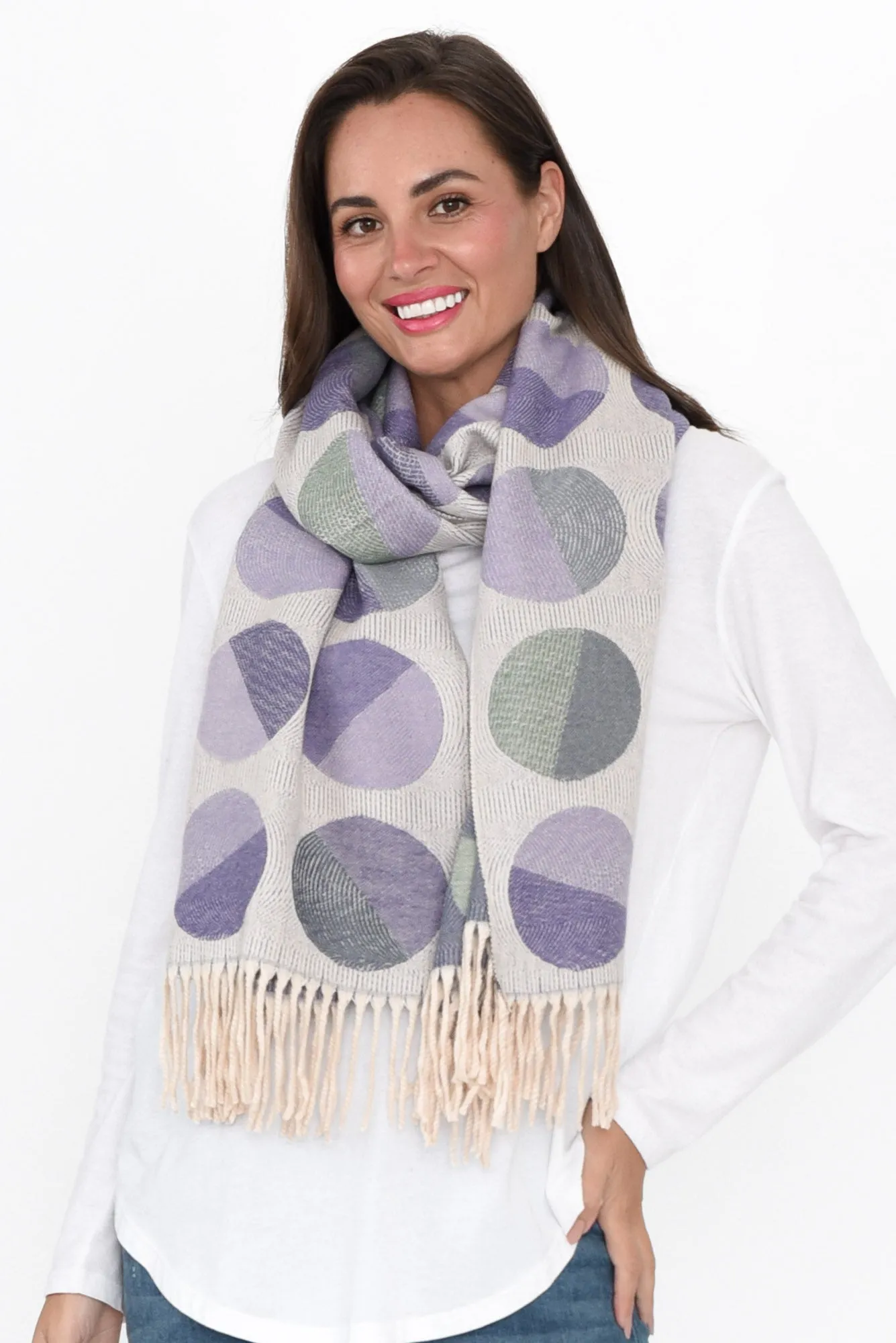 Kindra Indigo Geo Tassel Scarf sold by Blue Bungalow product image thumbnail 2