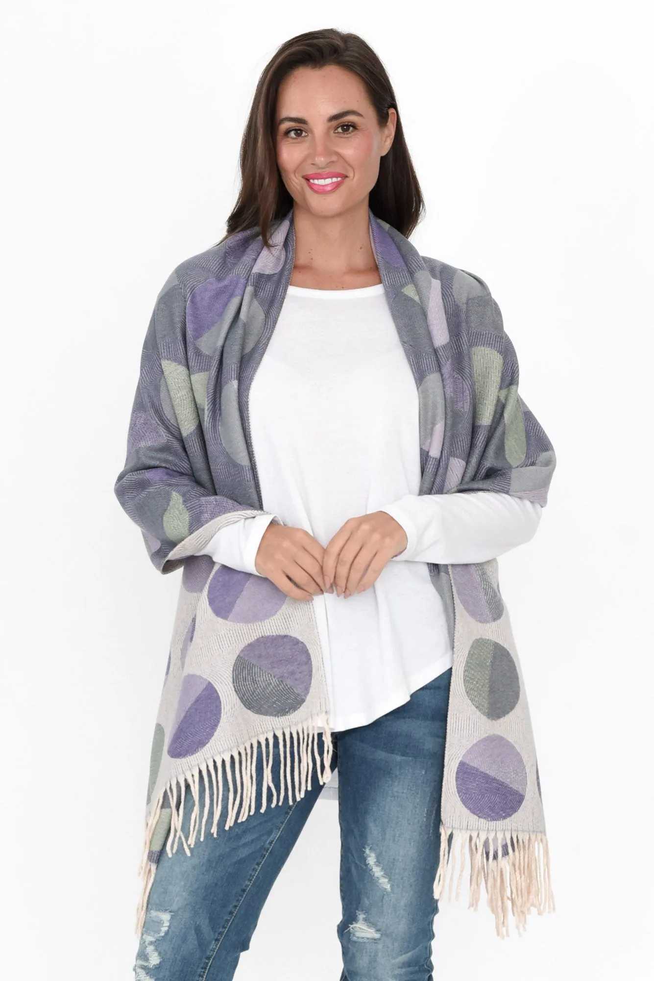 Kindra Indigo Geo Tassel Scarf sold by Blue Bungalow product image thumbnail 3