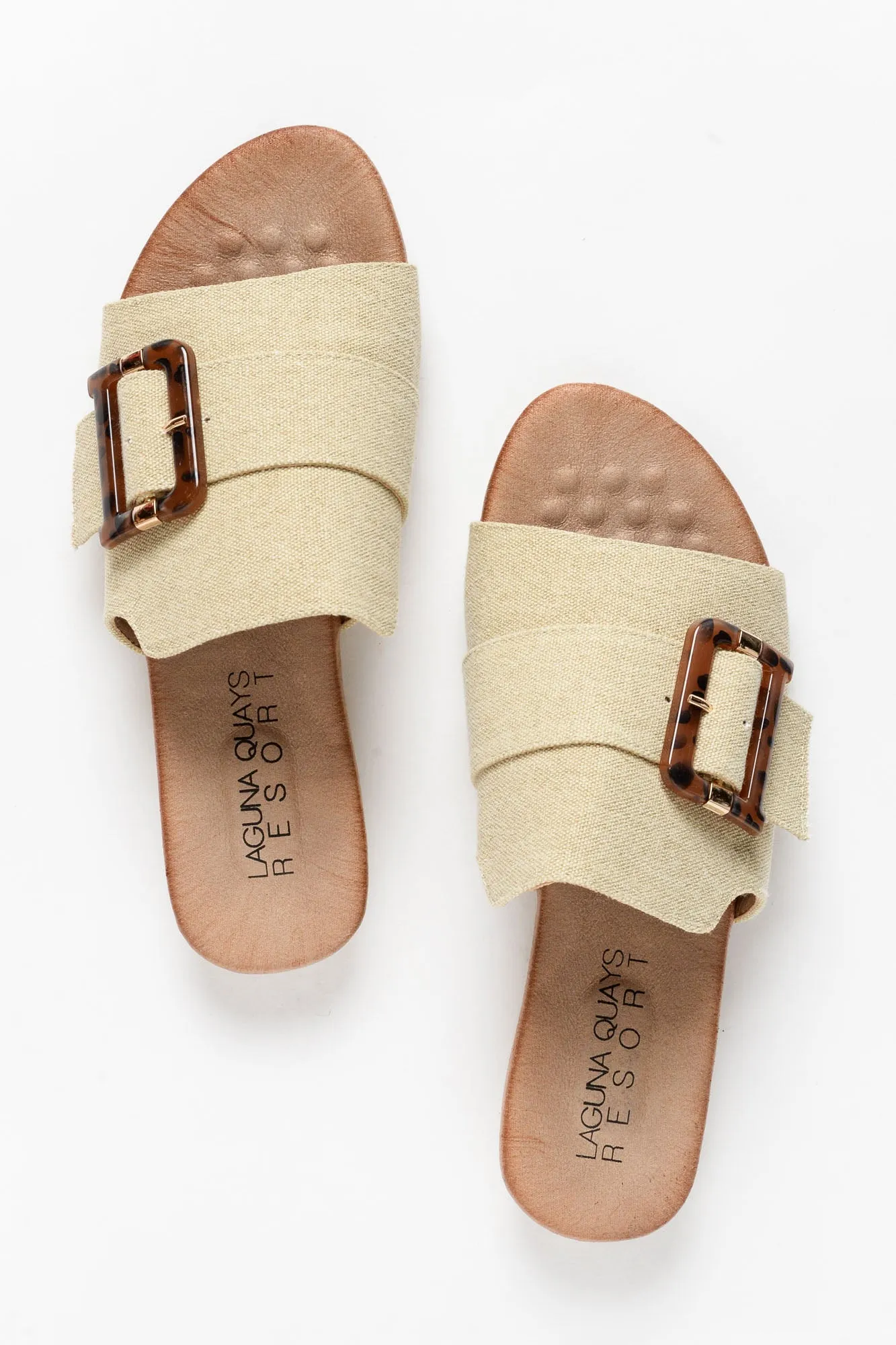 Kivari Beige Linen Buckle Slide sold by Blue Bungalow product image thumbnail 3