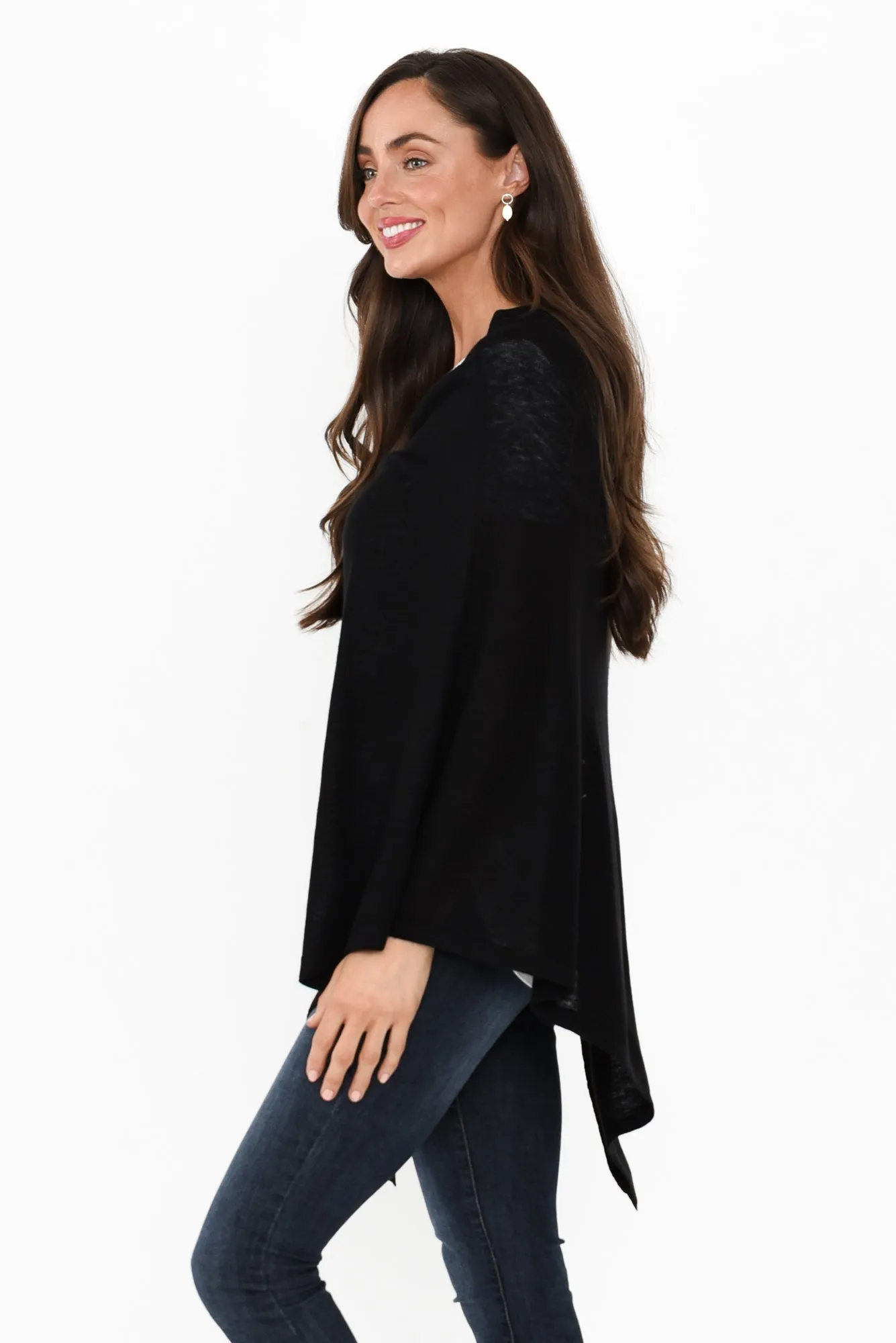 Haly Black Wool Blend Poncho sold by Blue Bungalow product image thumbnail 3