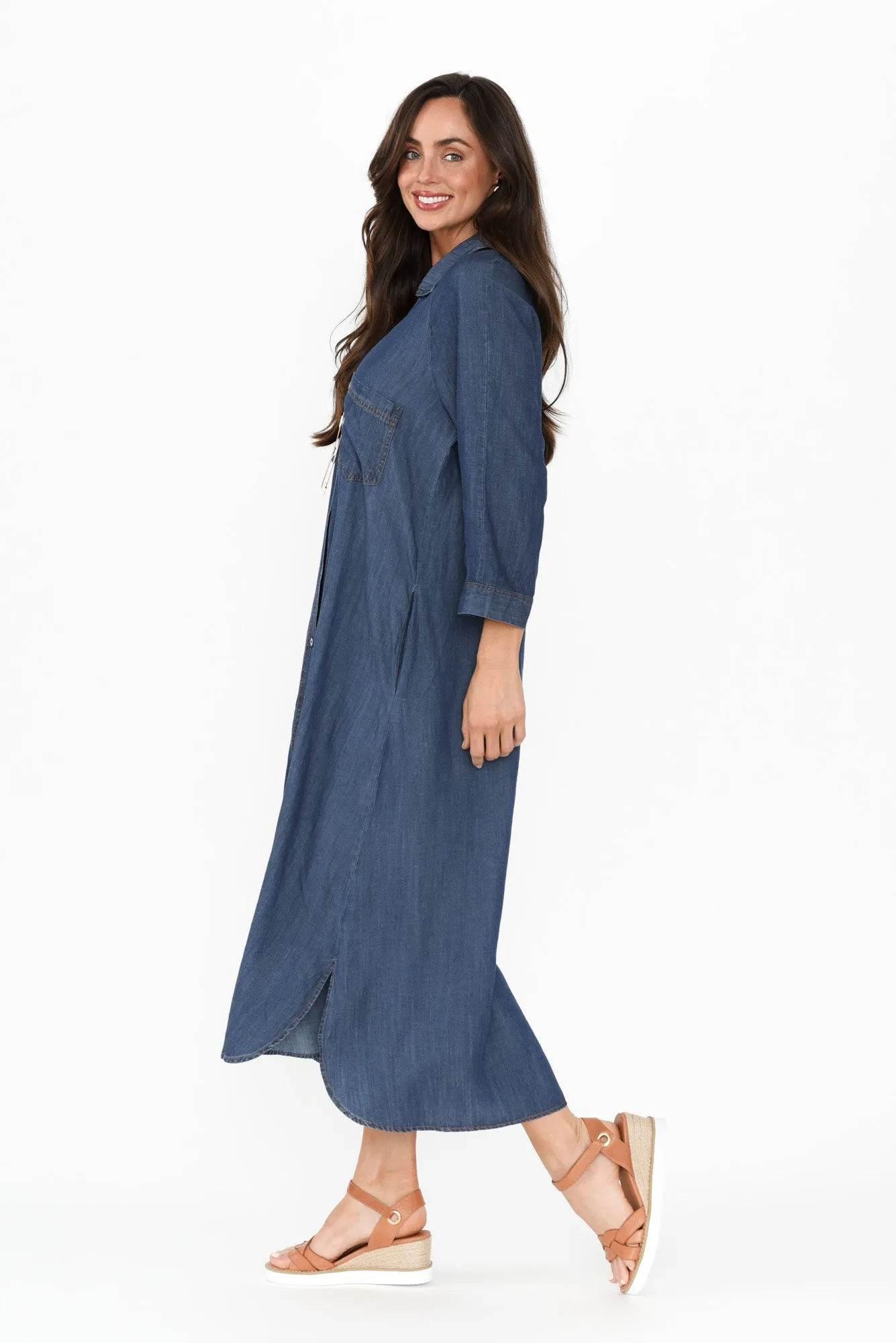 Kimbra Washed Blue Shirt Dress sold by Blue Bungalow product image thumbnail 3