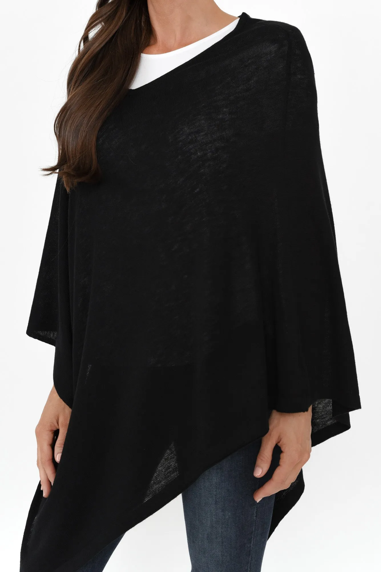 Haly Black Wool Blend Poncho sold by Blue Bungalow product image thumbnail 5
