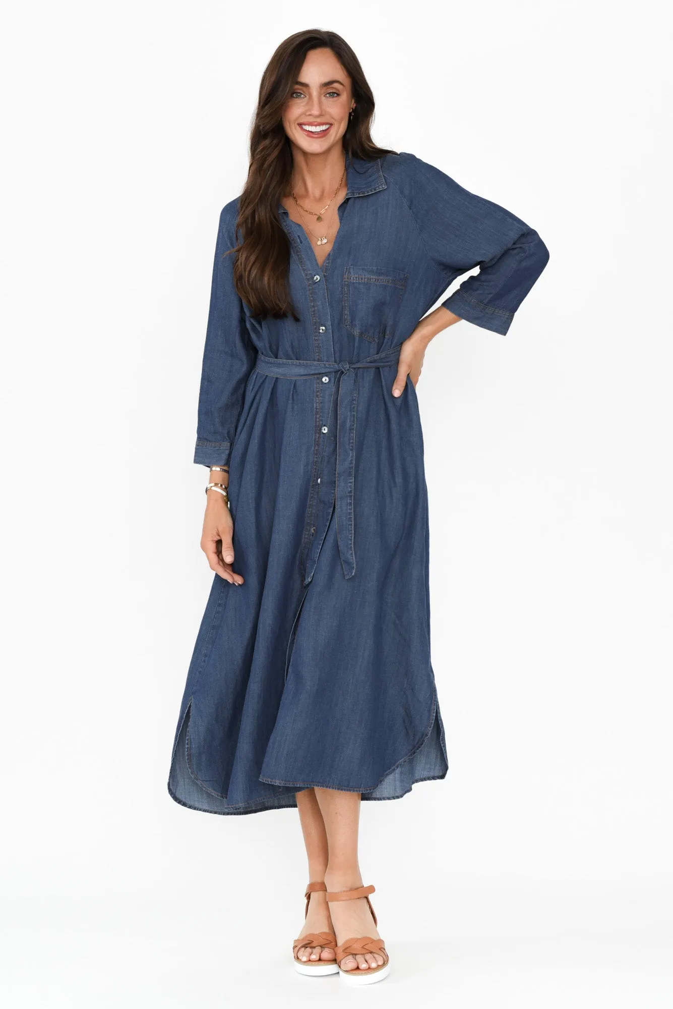 Kimbra Washed Blue Shirt Dress sold by Blue Bungalow product image thumbnail 5