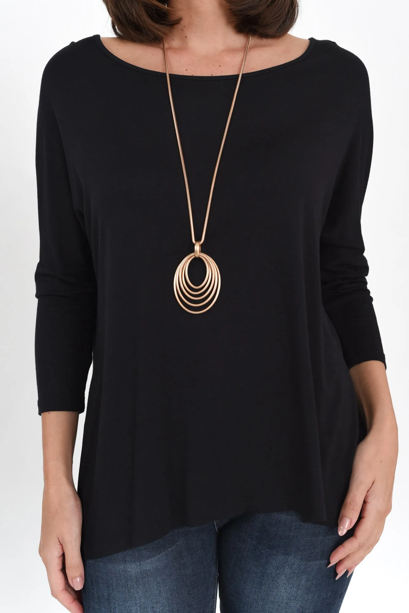 Black Milan 3/4 Sleeve Top sold by Blue Bungalow product image thumbnail 3