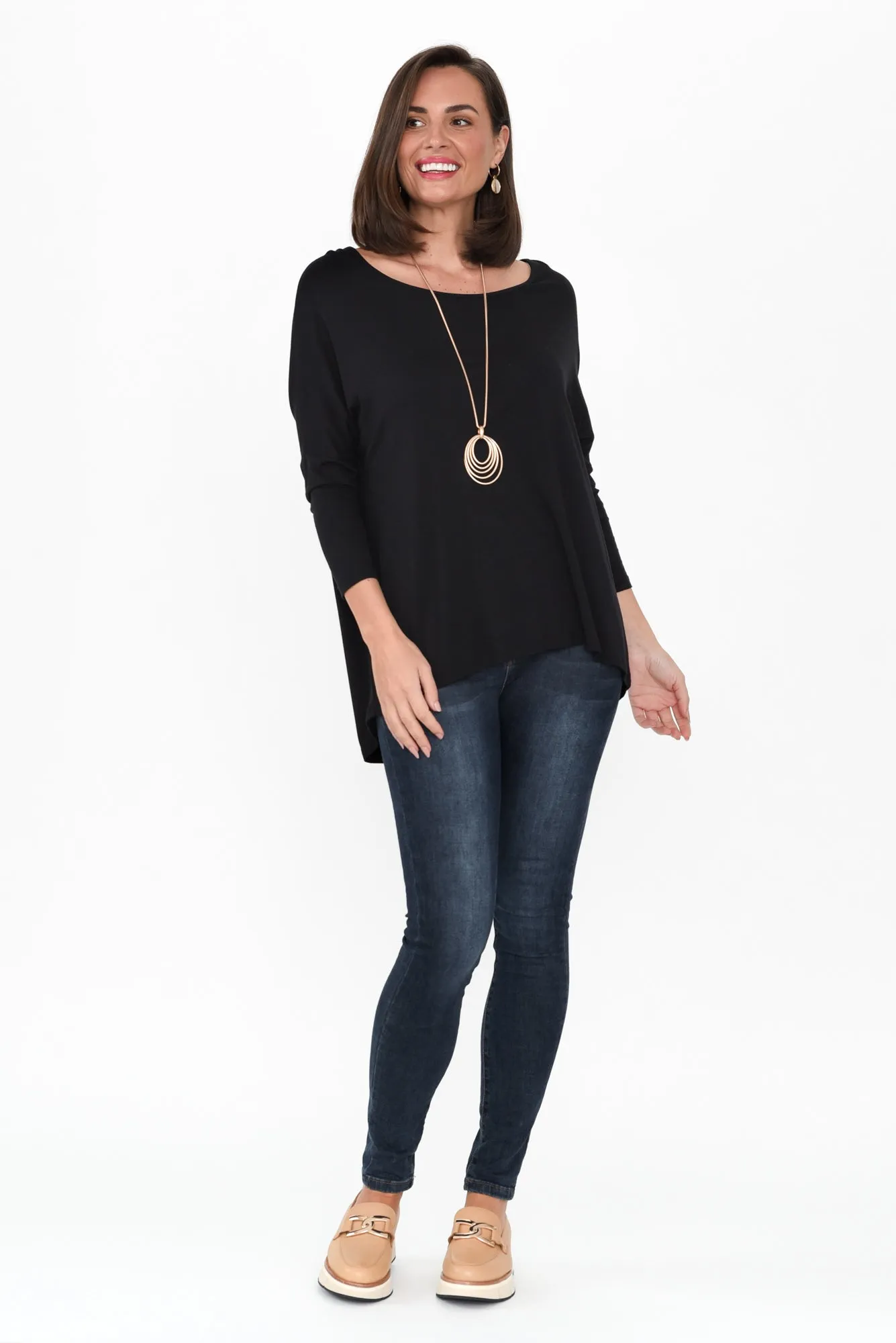 Black Milan 3/4 Sleeve Top sold by Blue Bungalow product image thumbnail 4
