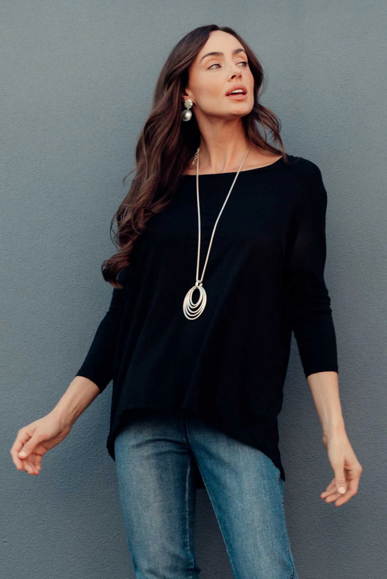 Black Milan 3/4 Sleeve Top sold by Blue Bungalow product image thumbnail 2