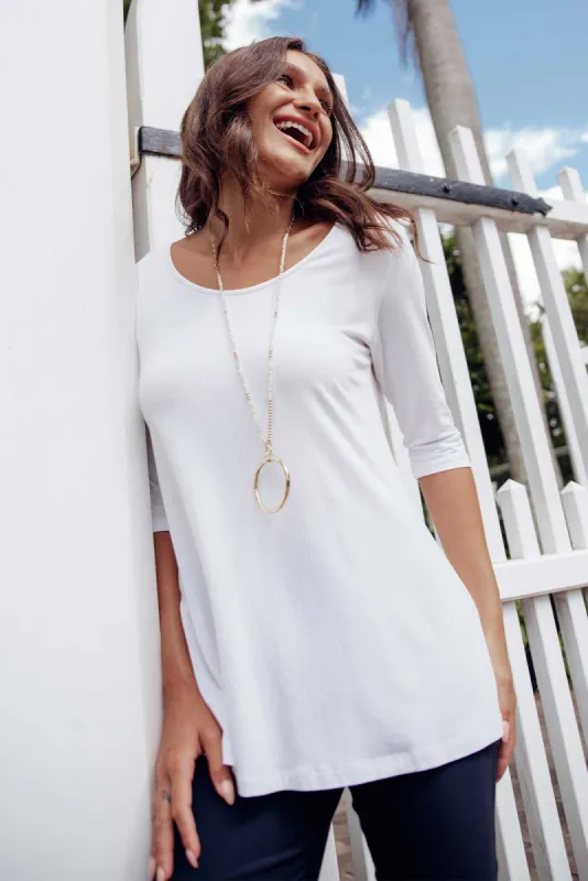 Aretha White Bamboo Top sold by Blue Bungalow