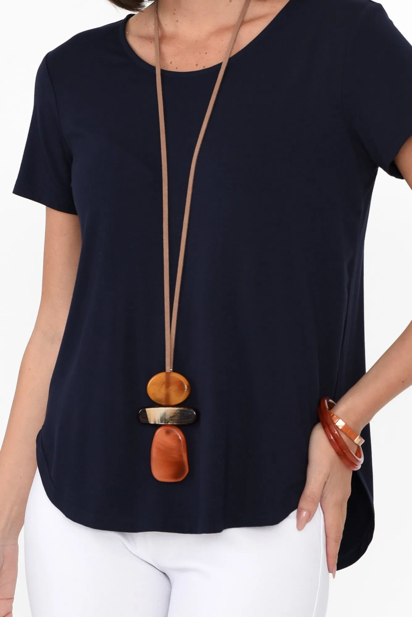 Janis Navy Bamboo Tee sold by Blue Bungalow product image thumbnail 5