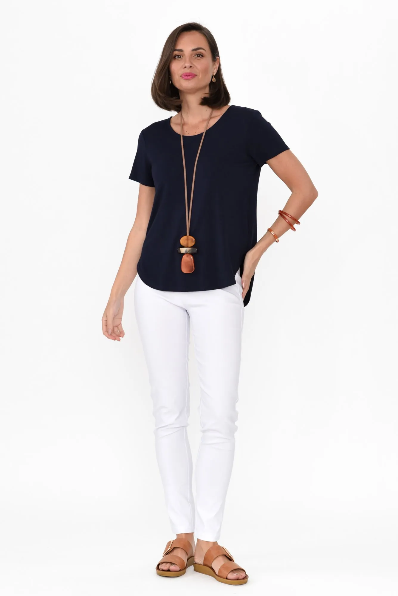 Janis Navy Bamboo Tee sold by Blue Bungalow product image thumbnail 2