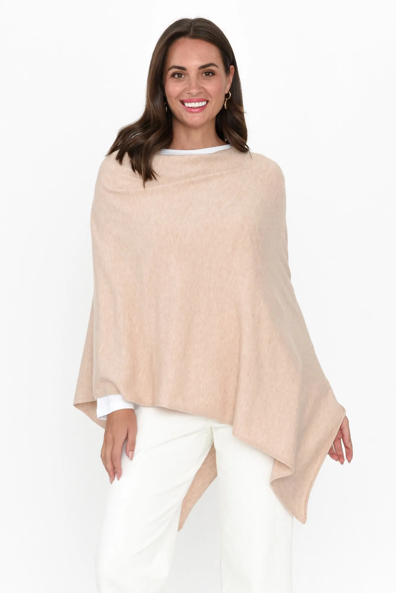 Amy Oat Wool Blend Poncho sold by Blue Bungalow